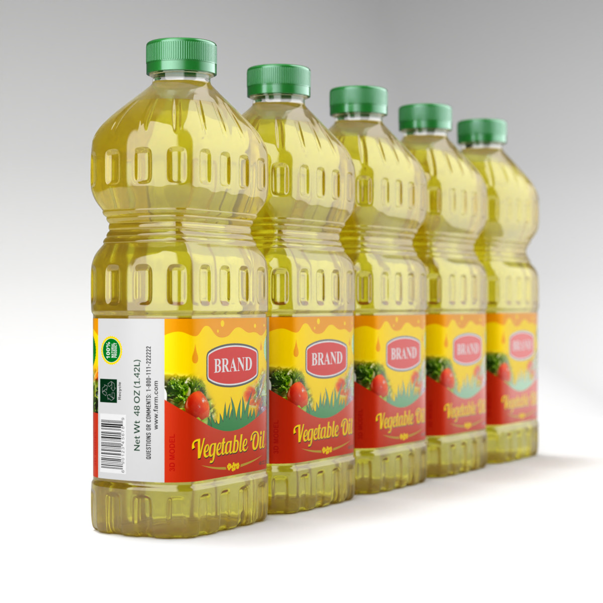 Cooking Oil Bottle 3D model_5