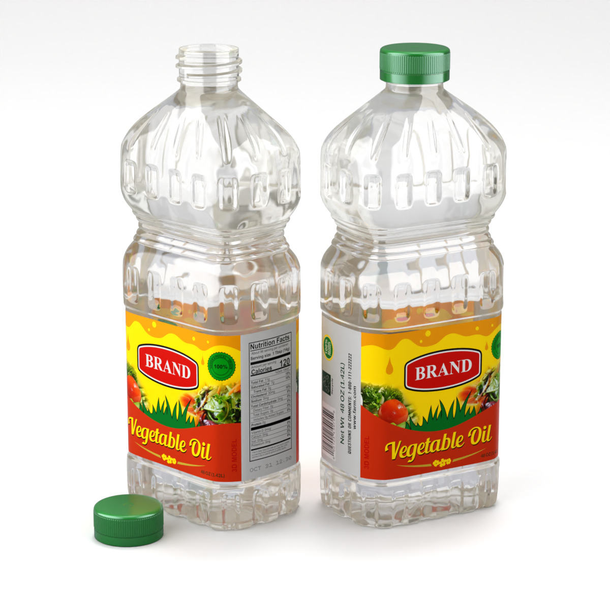 Cooking Oil Bottle 3D model_4