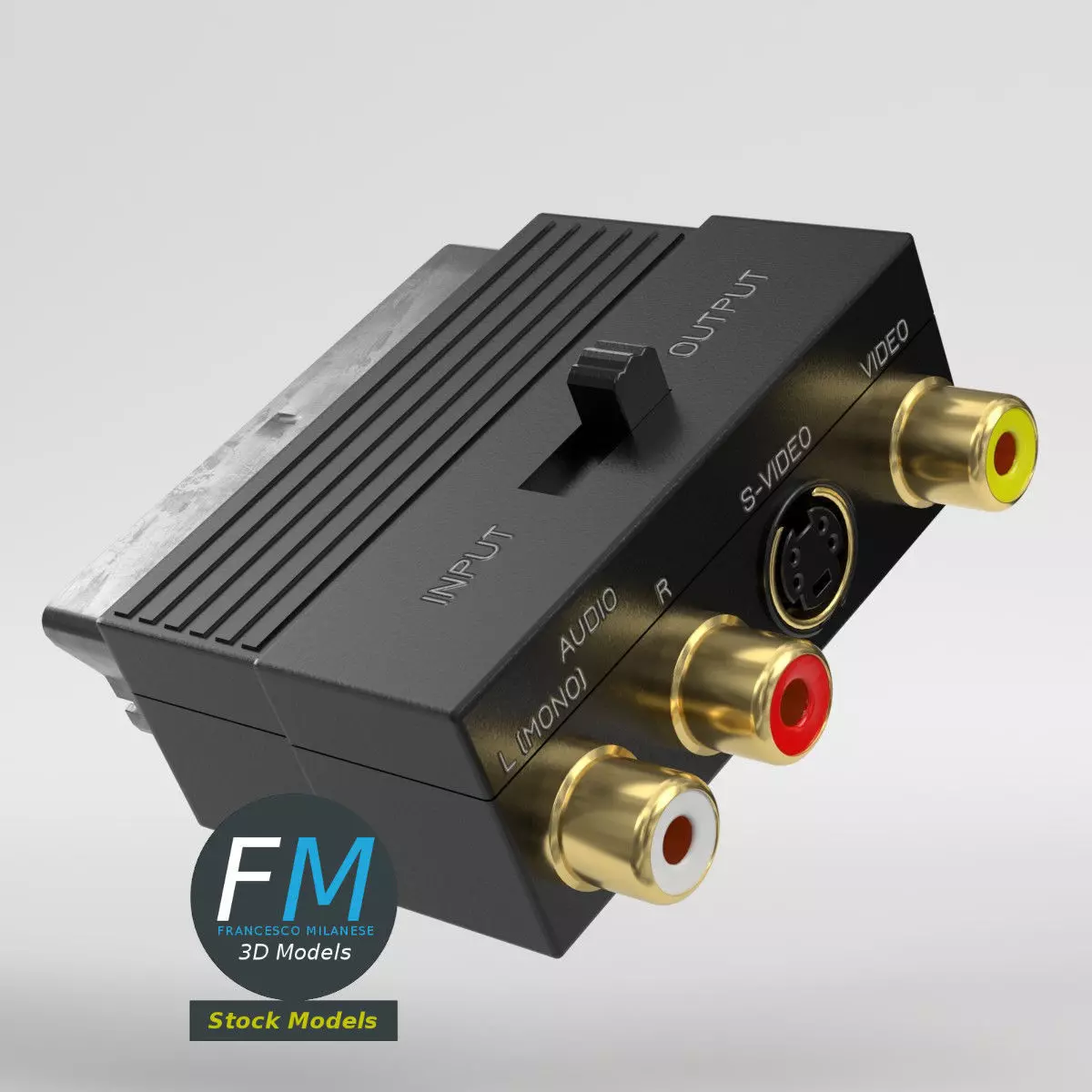 SCART RCA S-Video adapter 3D model_0
