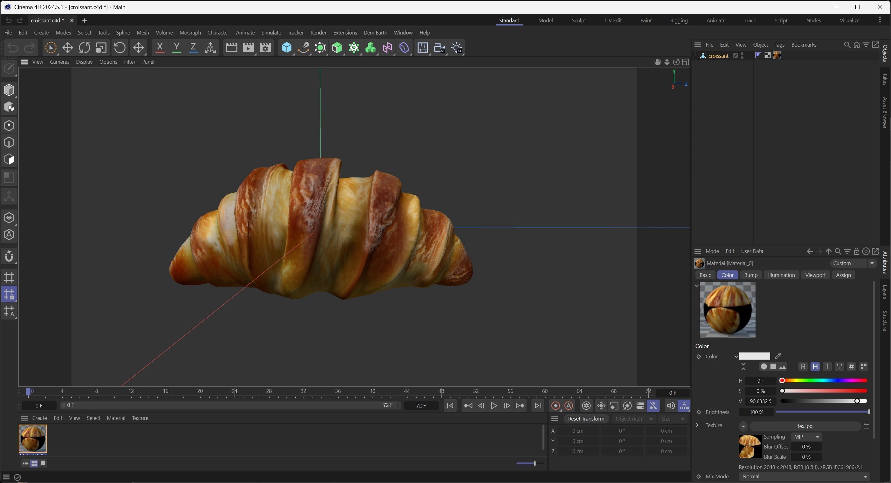 Croissant  Low-poly 3D model_7