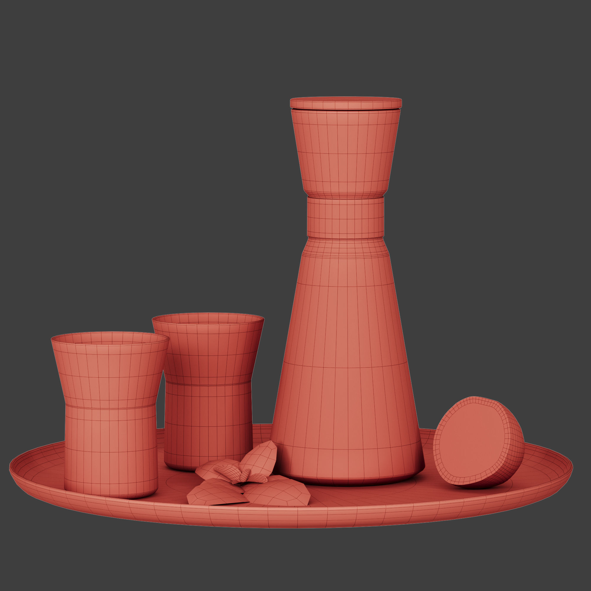 N27 Elegant Glass Carafe and Glasses Set with Lemon and Mint  3D model_3