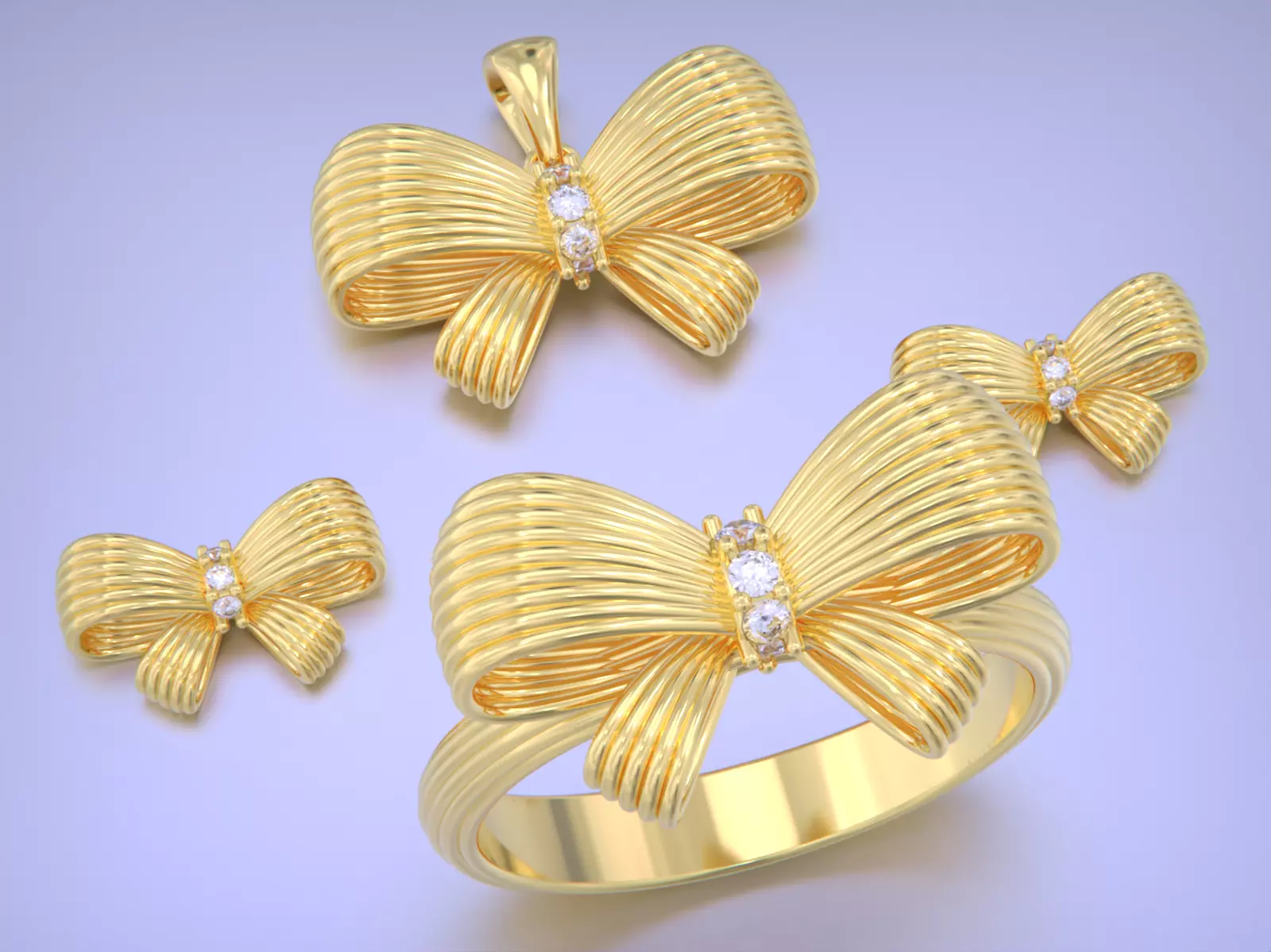 bow tie jewelry set 3D print model_0