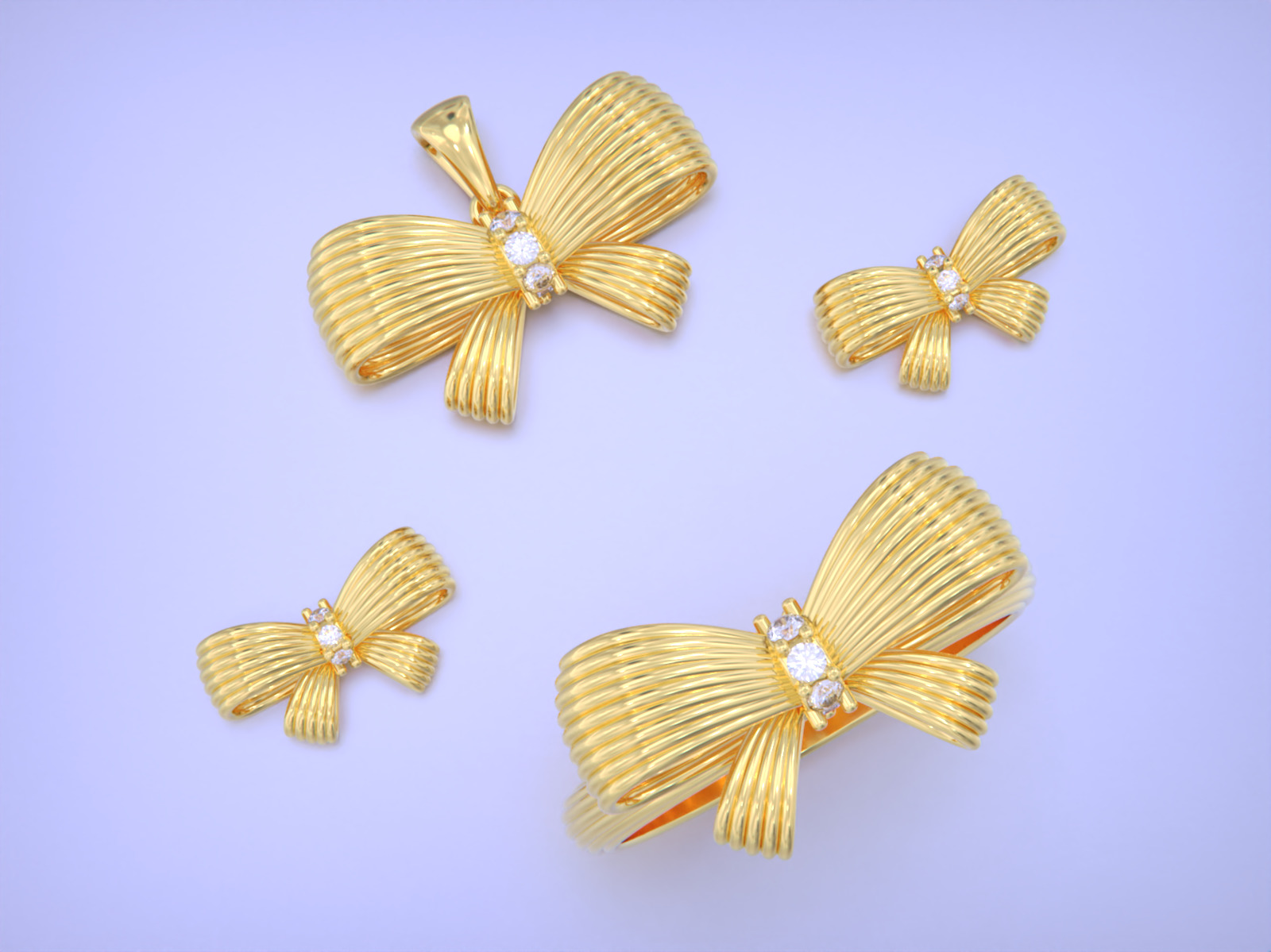 bow tie jewelry set 3D print model_16
