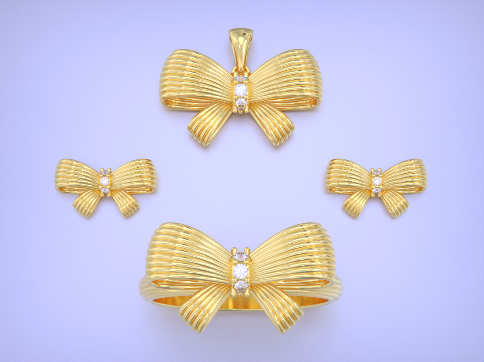bow tie jewelry set 3D print model_19