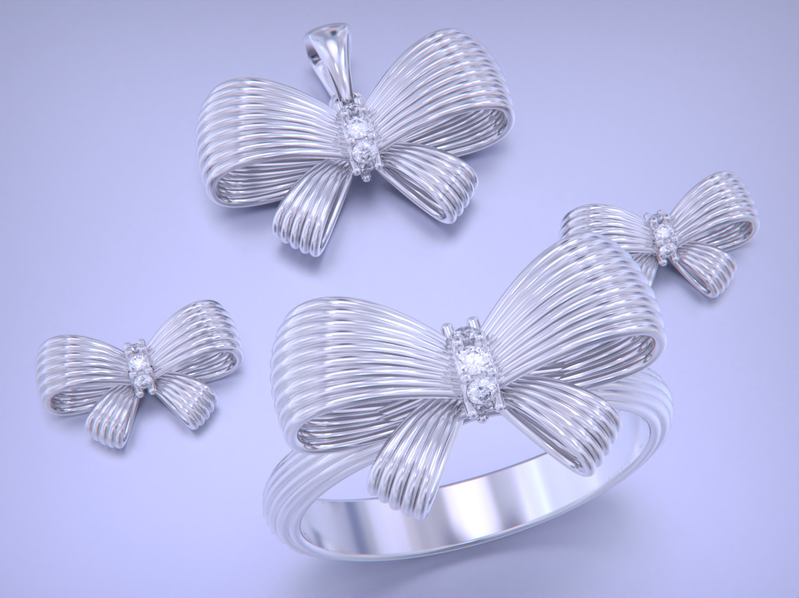 bow tie jewelry set 3D print model_6