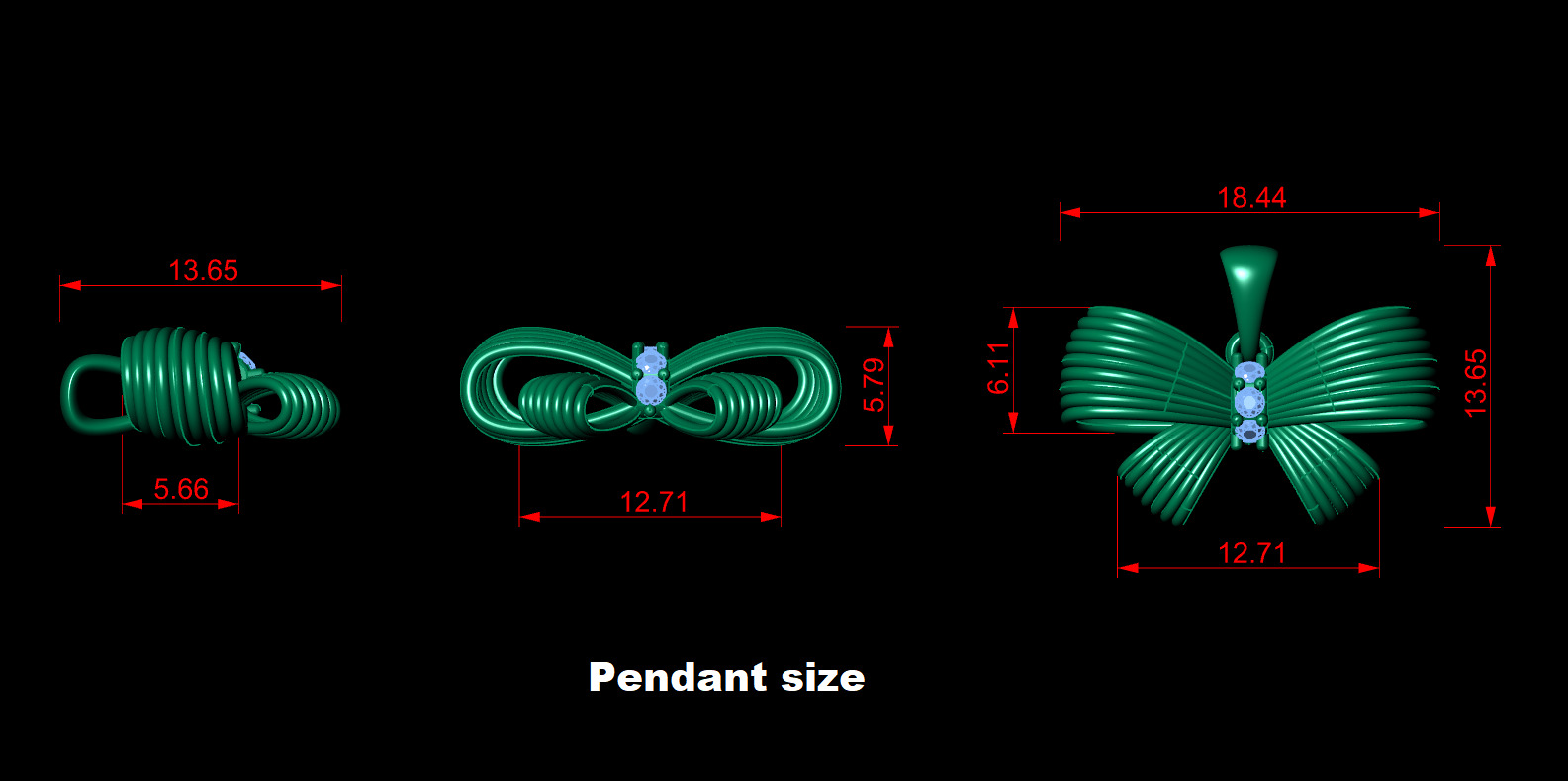 bow tie jewelry set 3D print model_3