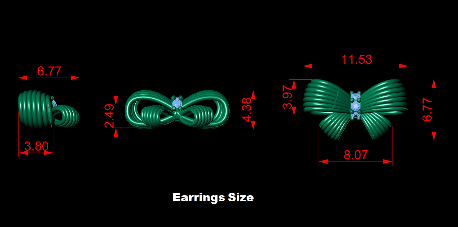 bow tie jewelry set 3D print model_4