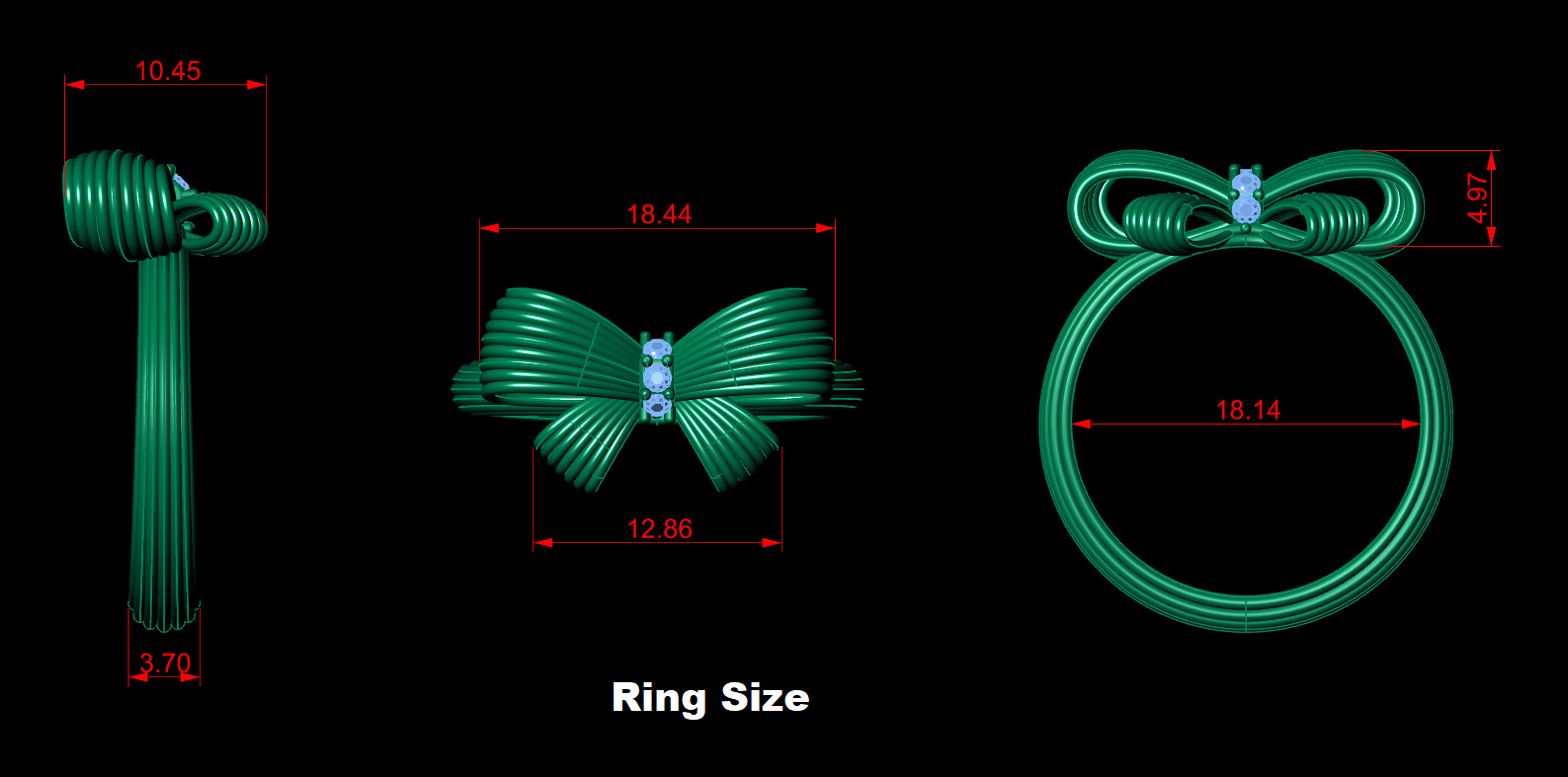 bow tie jewelry set 3D print model_2