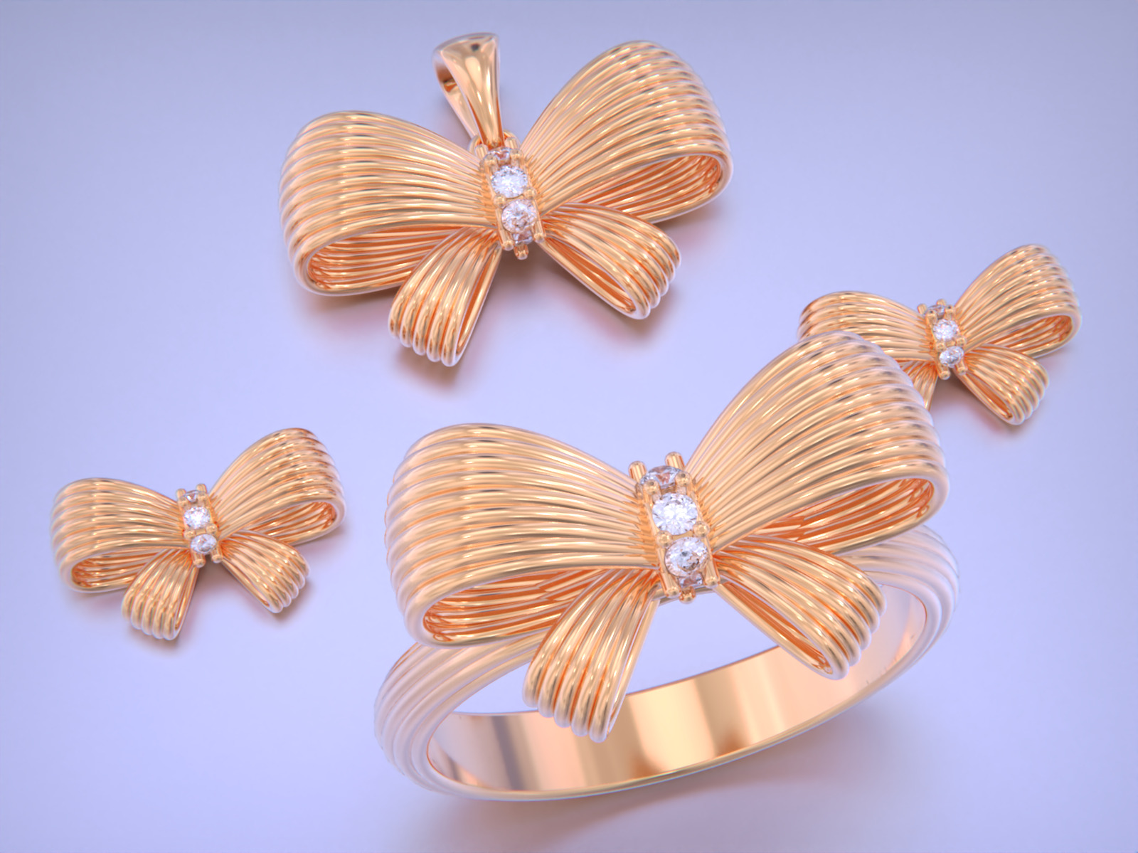 bow tie jewelry set 3D print model_5