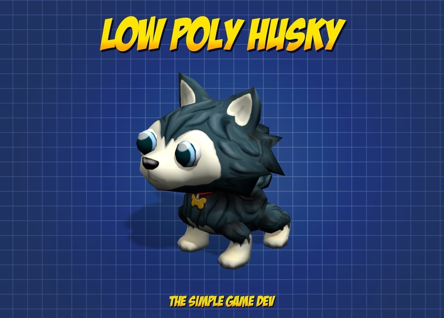 Cute Low Poly Husky Low-poly 3D model