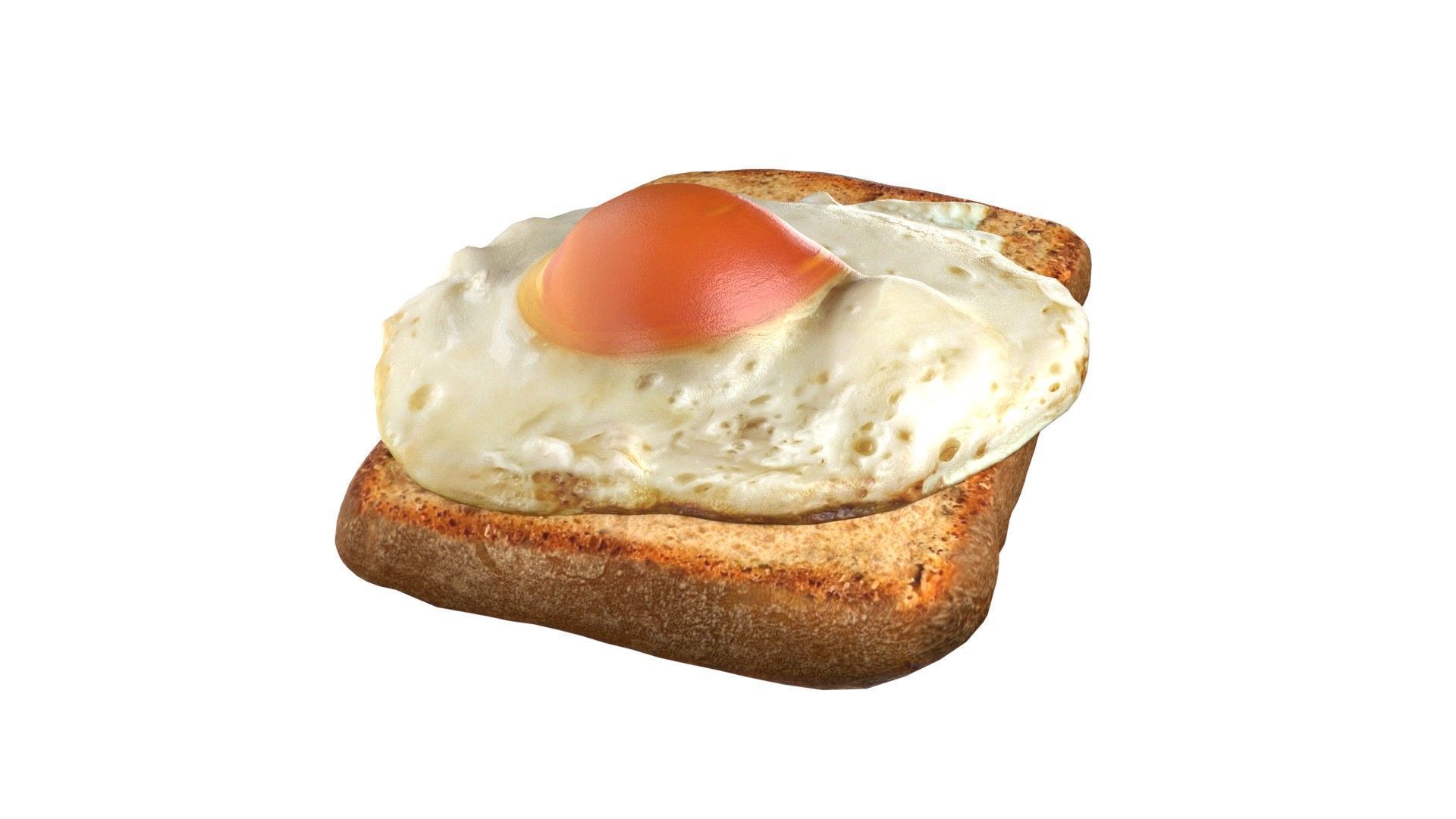 fried egg with bread  Low-poly 3D model_2