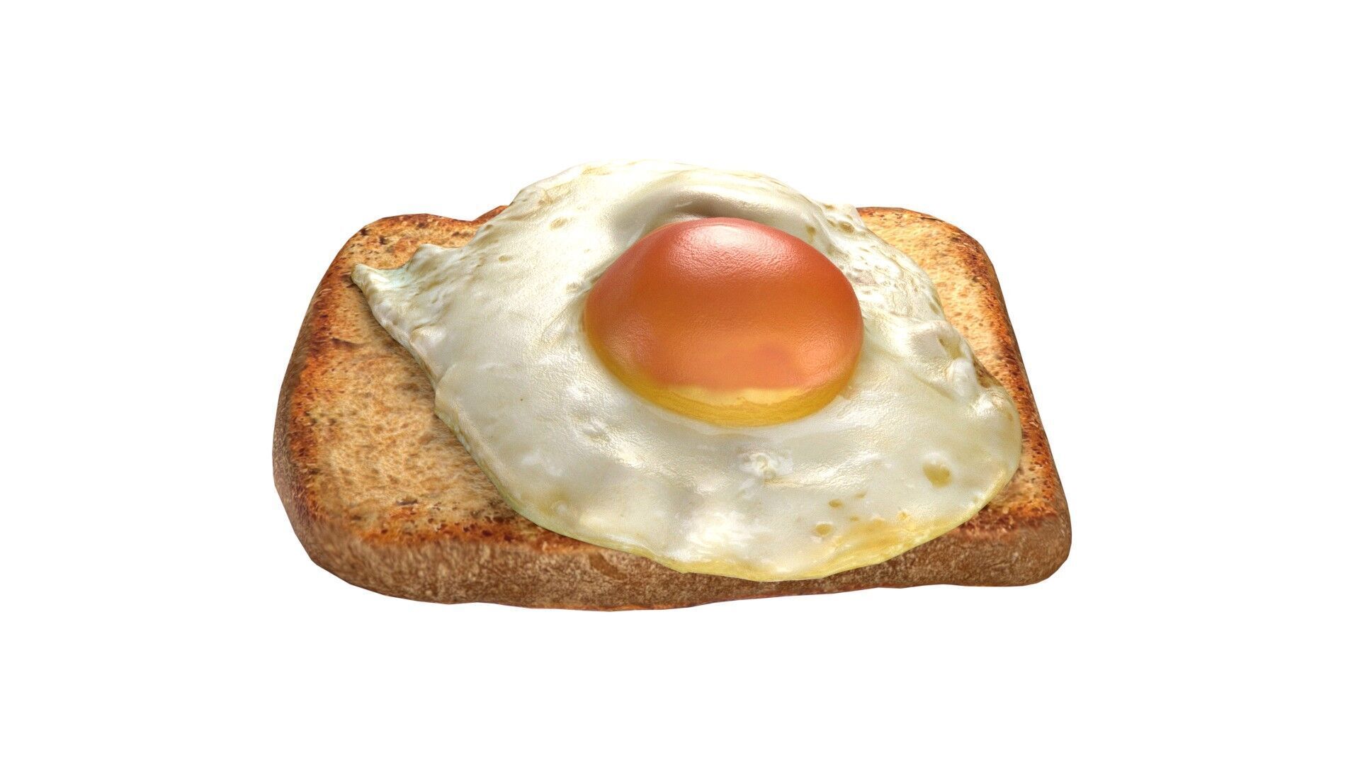 fried egg with bread  Low-poly 3D model_3