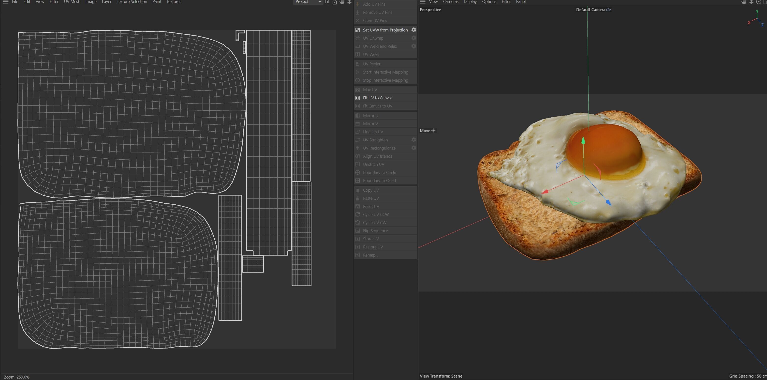 fried egg with bread  Low-poly 3D model_6