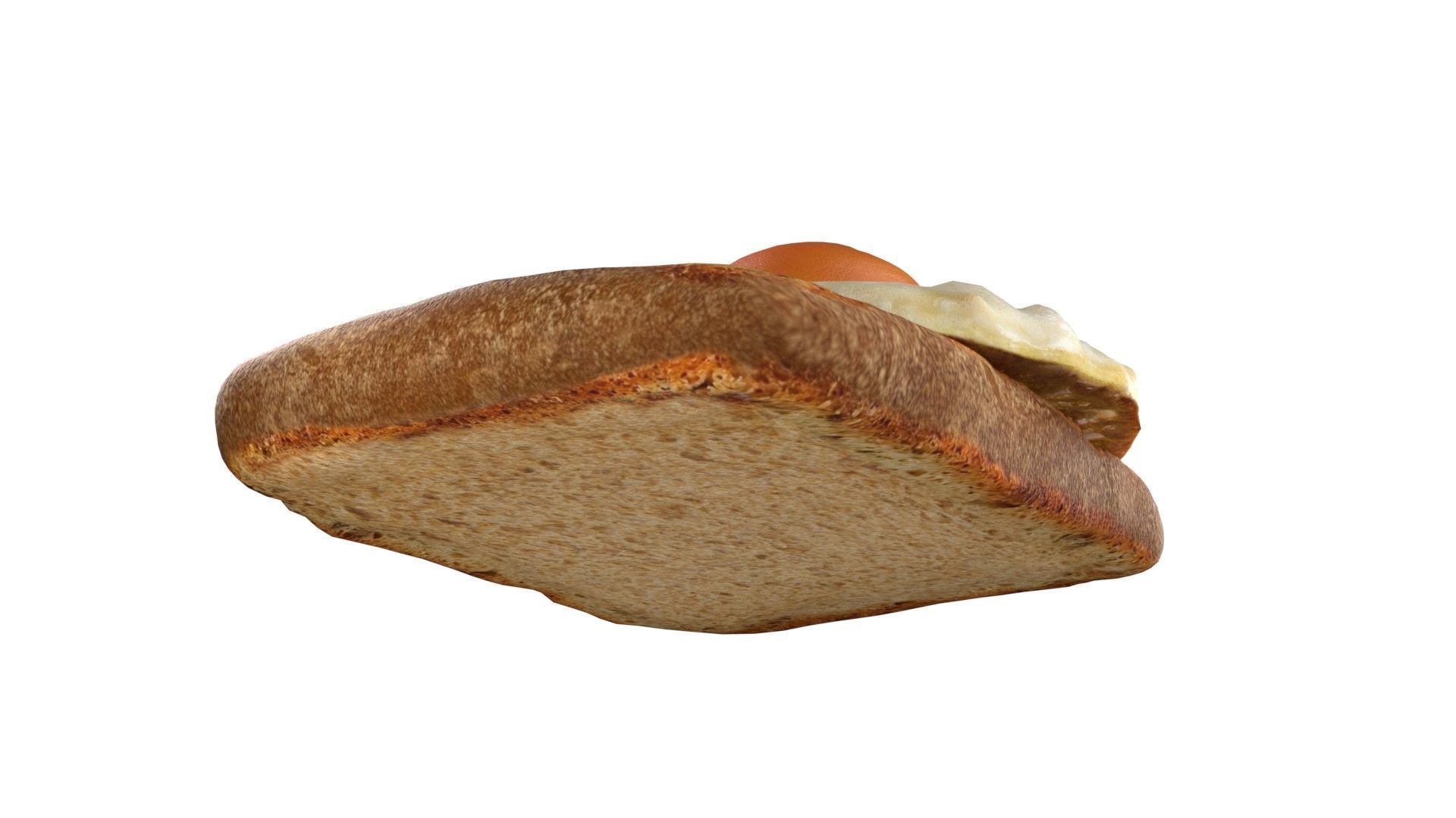 fried egg with bread  Low-poly 3D model_5