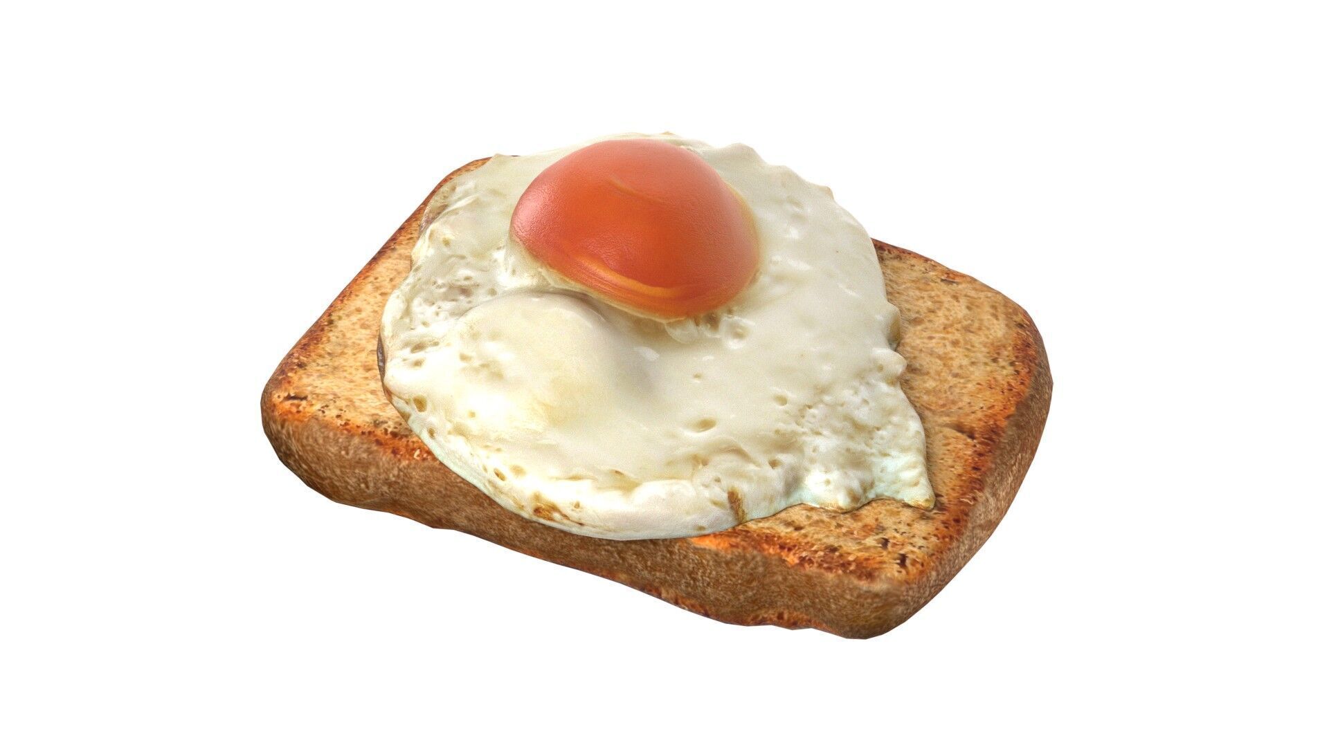 fried egg with bread  Low-poly 3D model_1