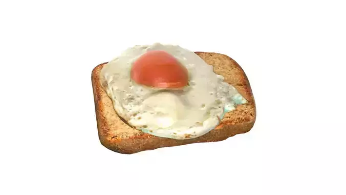 fried egg with bread  Low-poly 3D model