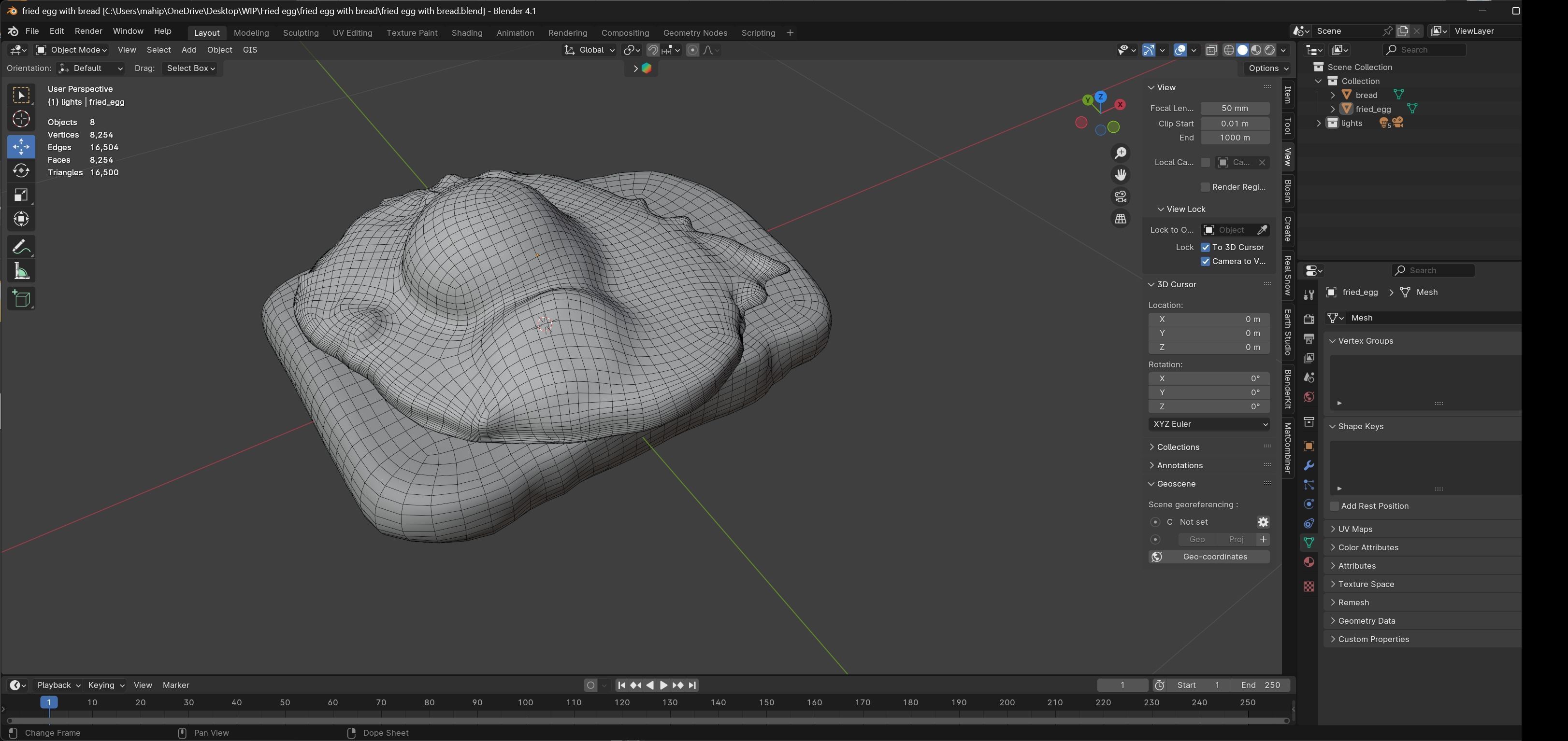 fried egg with bread  Low-poly 3D model_7