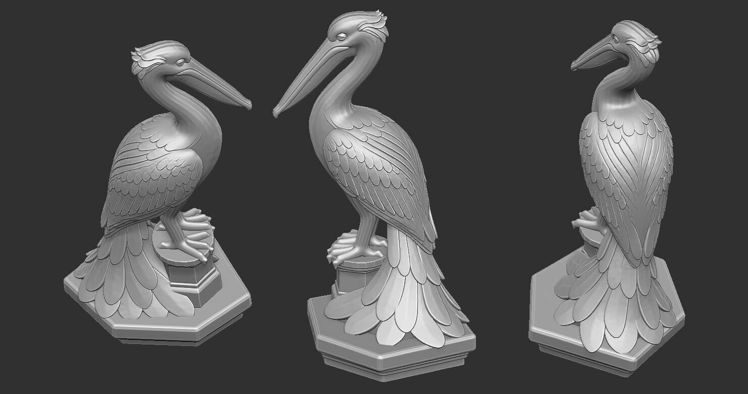 Lovely Pelican Statue 3D print model_5