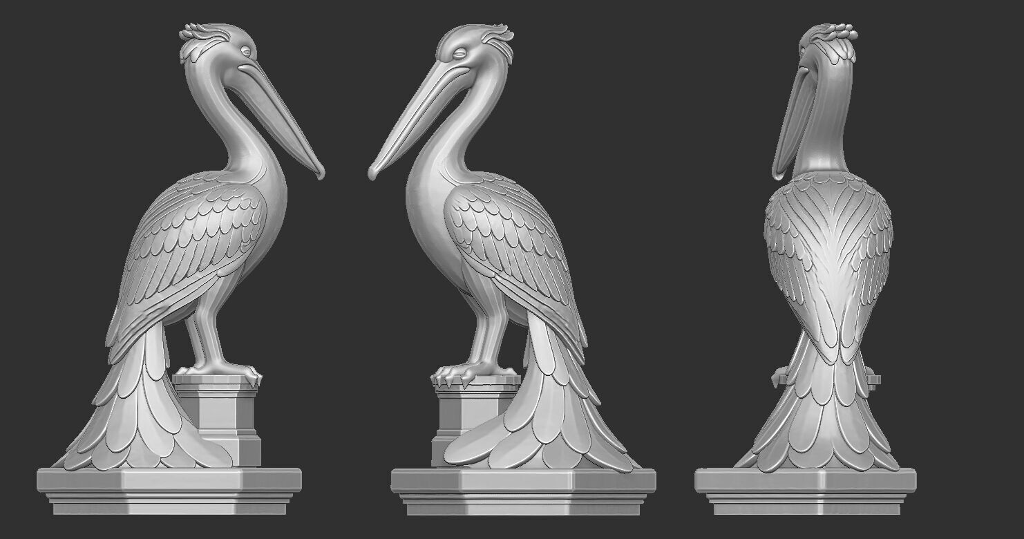 Lovely Pelican Statue 3D print model_3