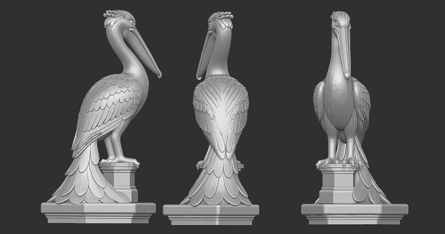 Lovely Pelican Statue 3D print model_8