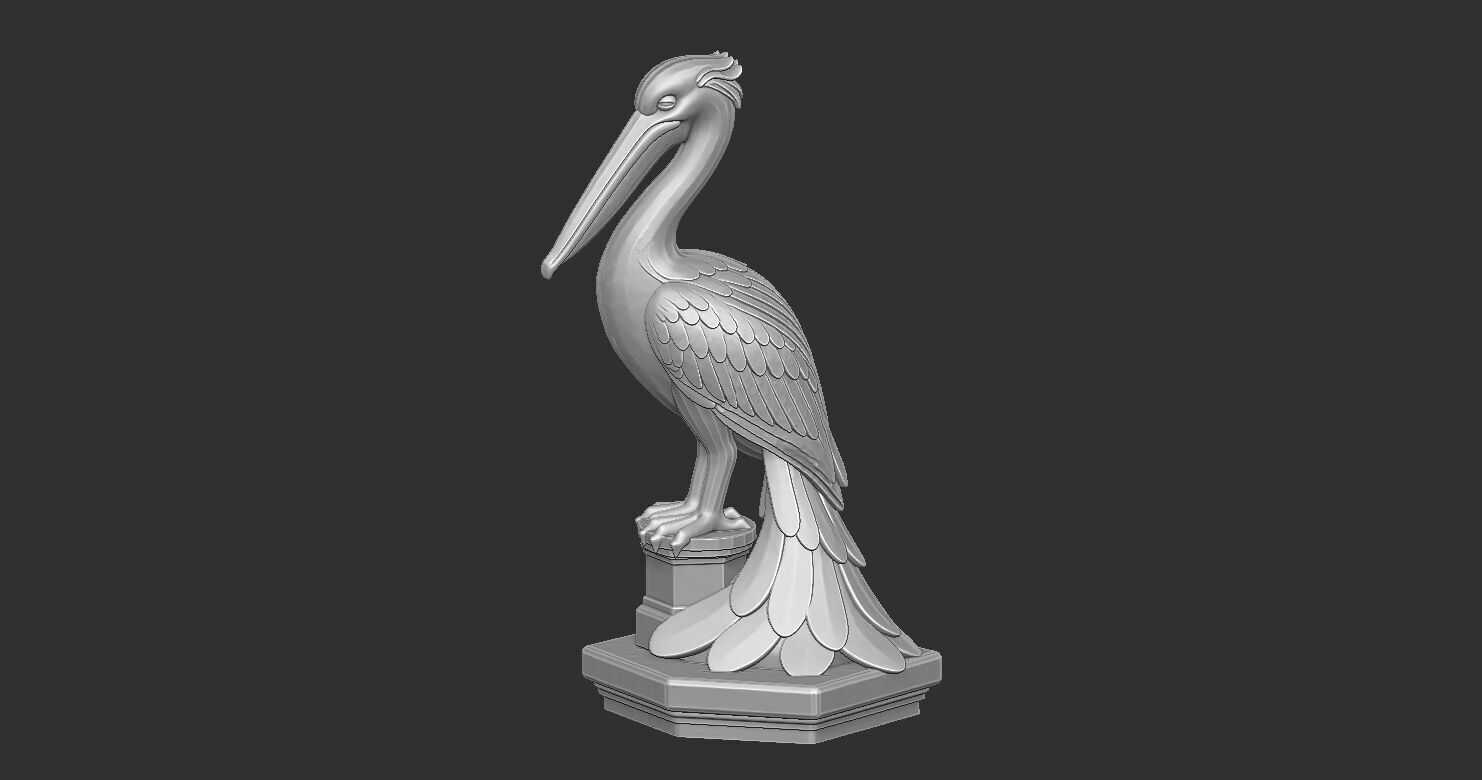 Lovely Pelican Statue 3D print model_9
