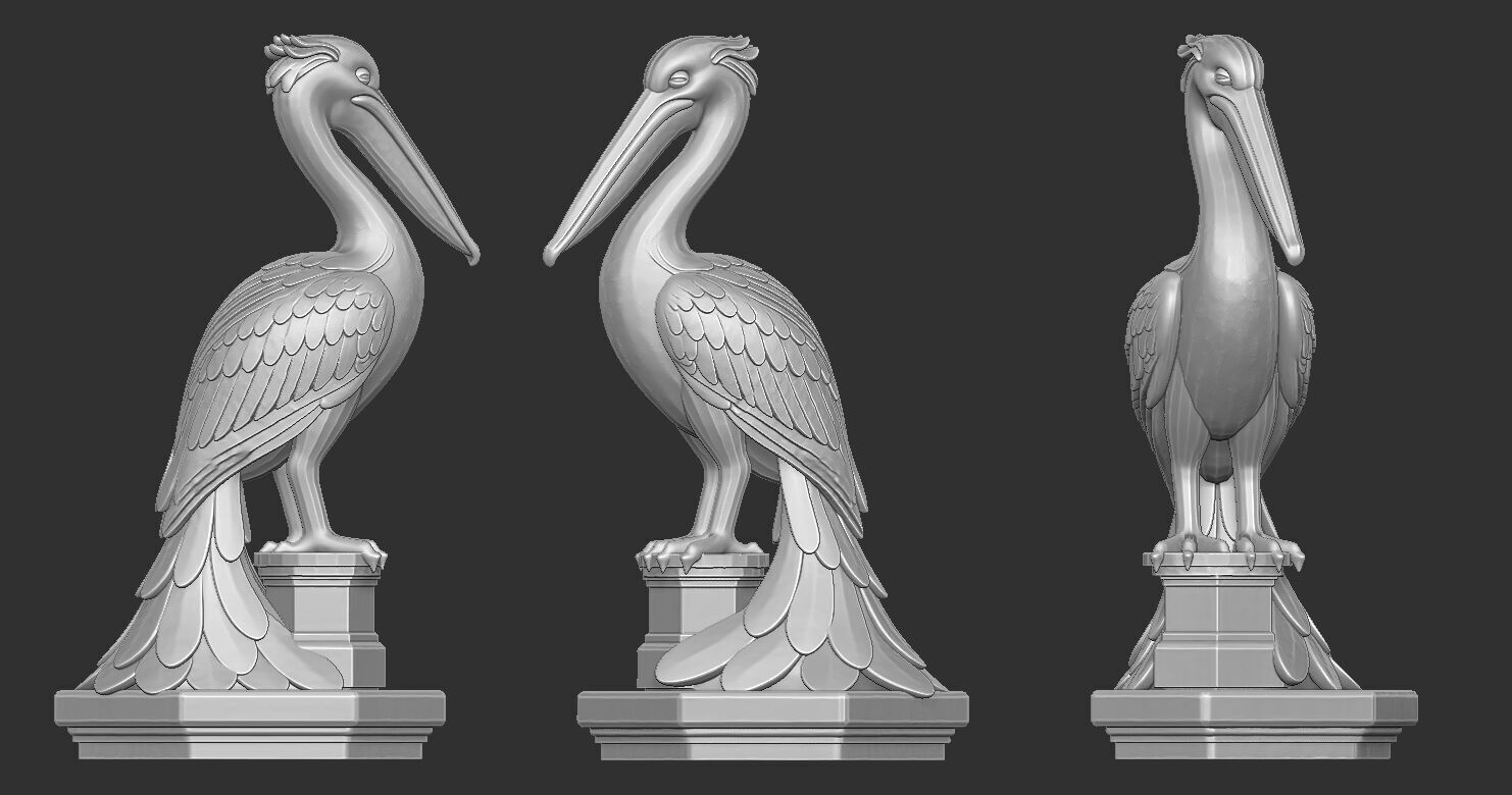 Lovely Pelican Statue 3D print model_1