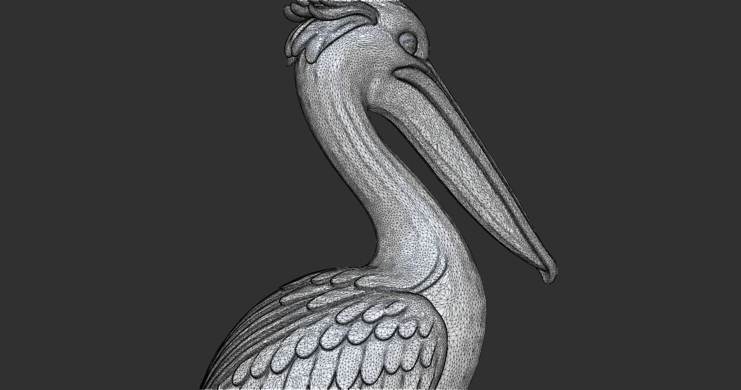 Lovely Pelican Statue 3D print model_4