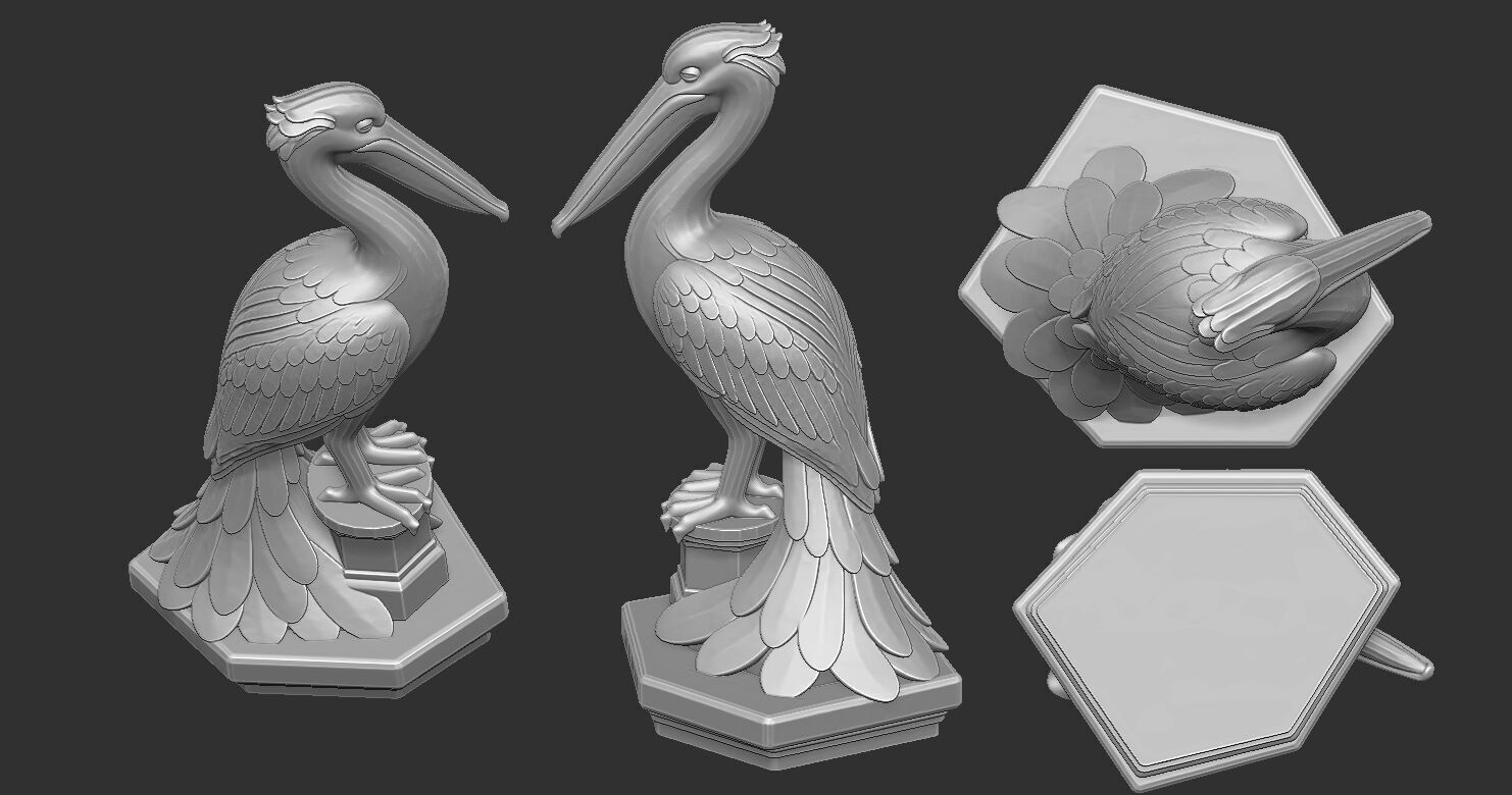 Lovely Pelican Statue 3D print model_7