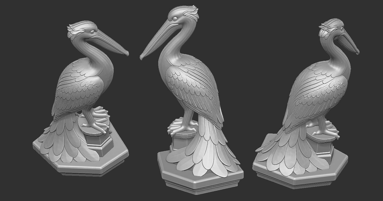 Lovely Pelican Statue 3D print model_6