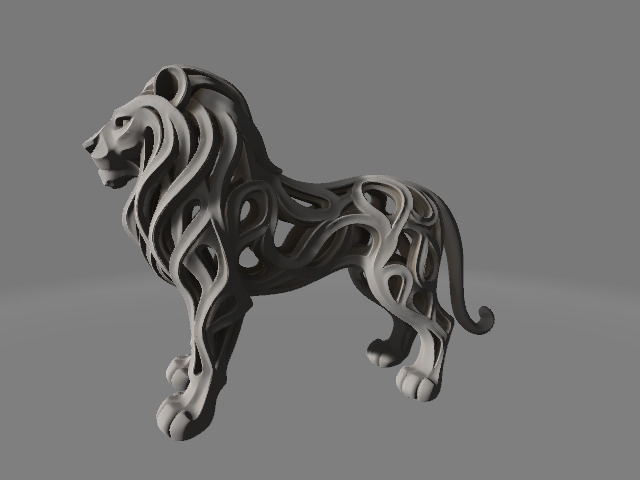 Abstract Hollow Lion Sculpture Modern Artistic Design 3D print model_2
