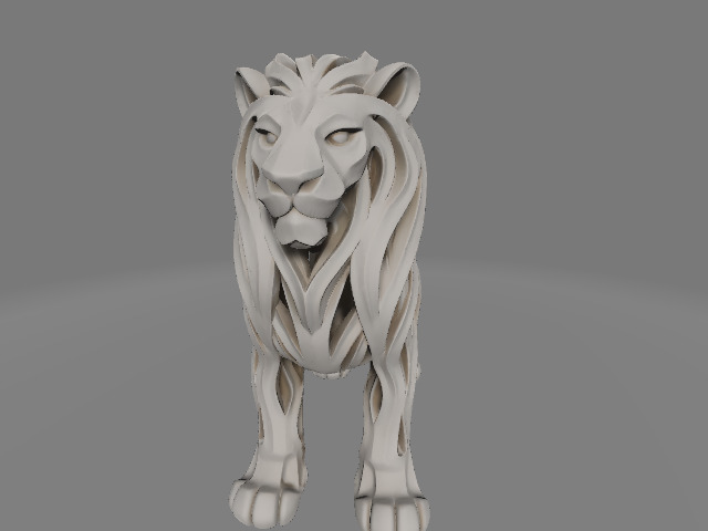 Abstract Hollow Lion Sculpture Modern Artistic Design 3D print model_1
