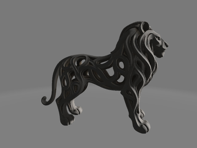 Abstract Hollow Lion Sculpture Modern Artistic Design 3D print model_3