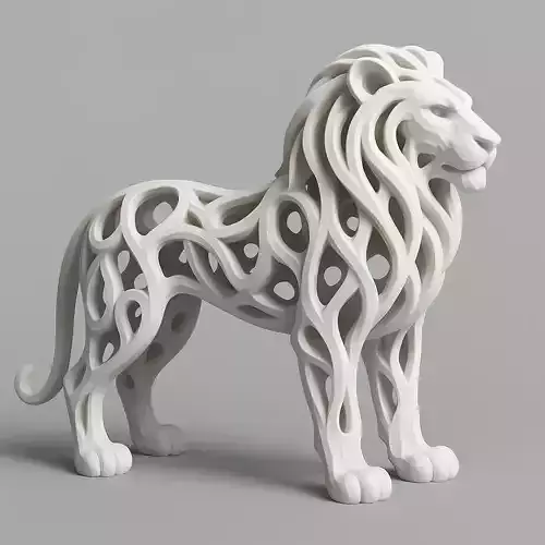 Abstract Hollow Lion Sculpture Modern Artistic Design 3D print model