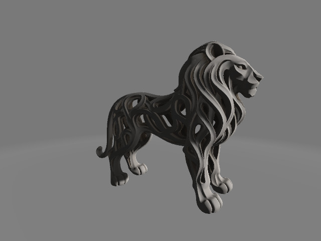 Abstract Hollow Lion Sculpture Modern Artistic Design 3D print model_4