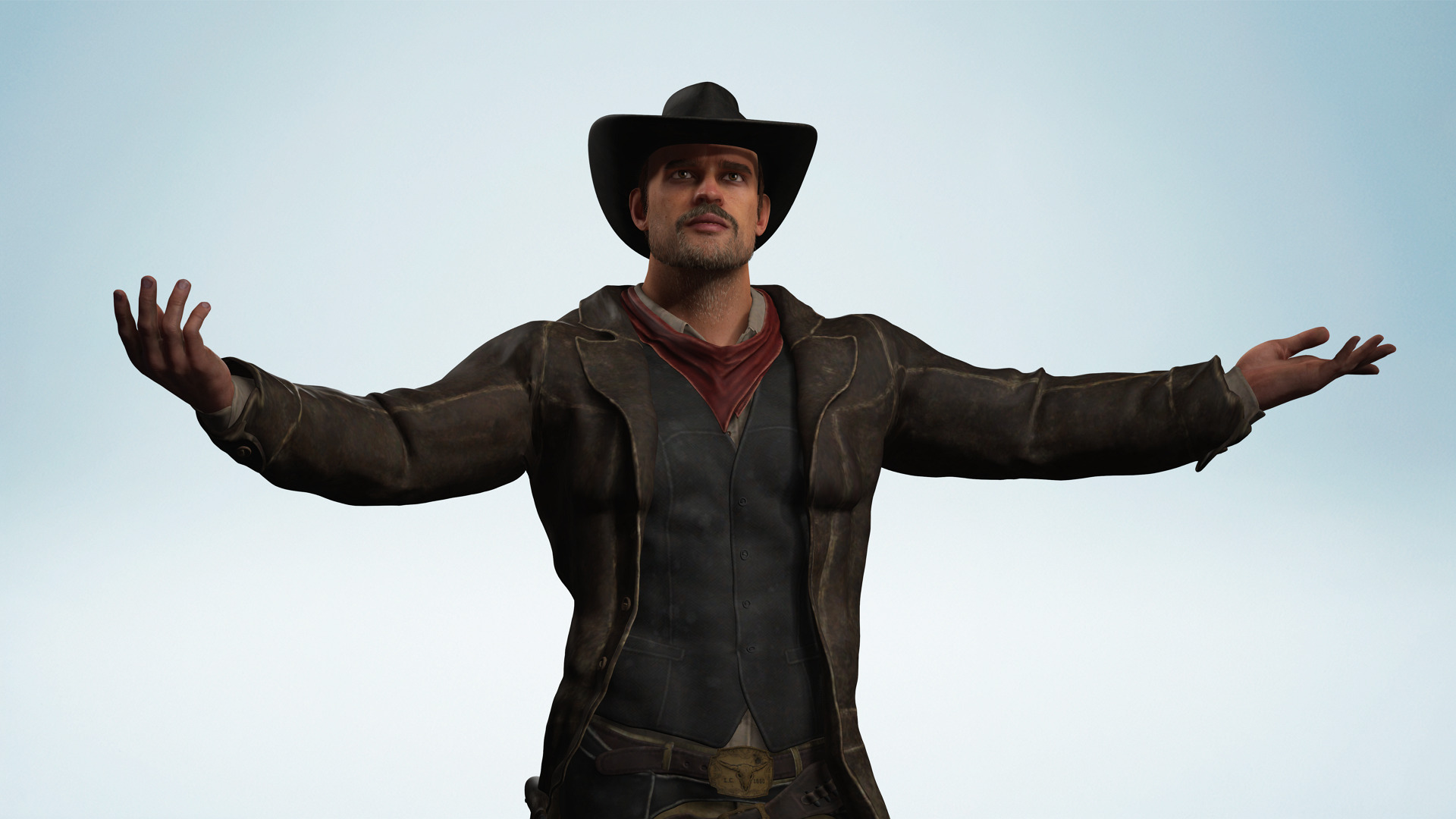 Realistic Western Cowboy Fighter Character Wild West Gunslinger Low-poly 3D model_9