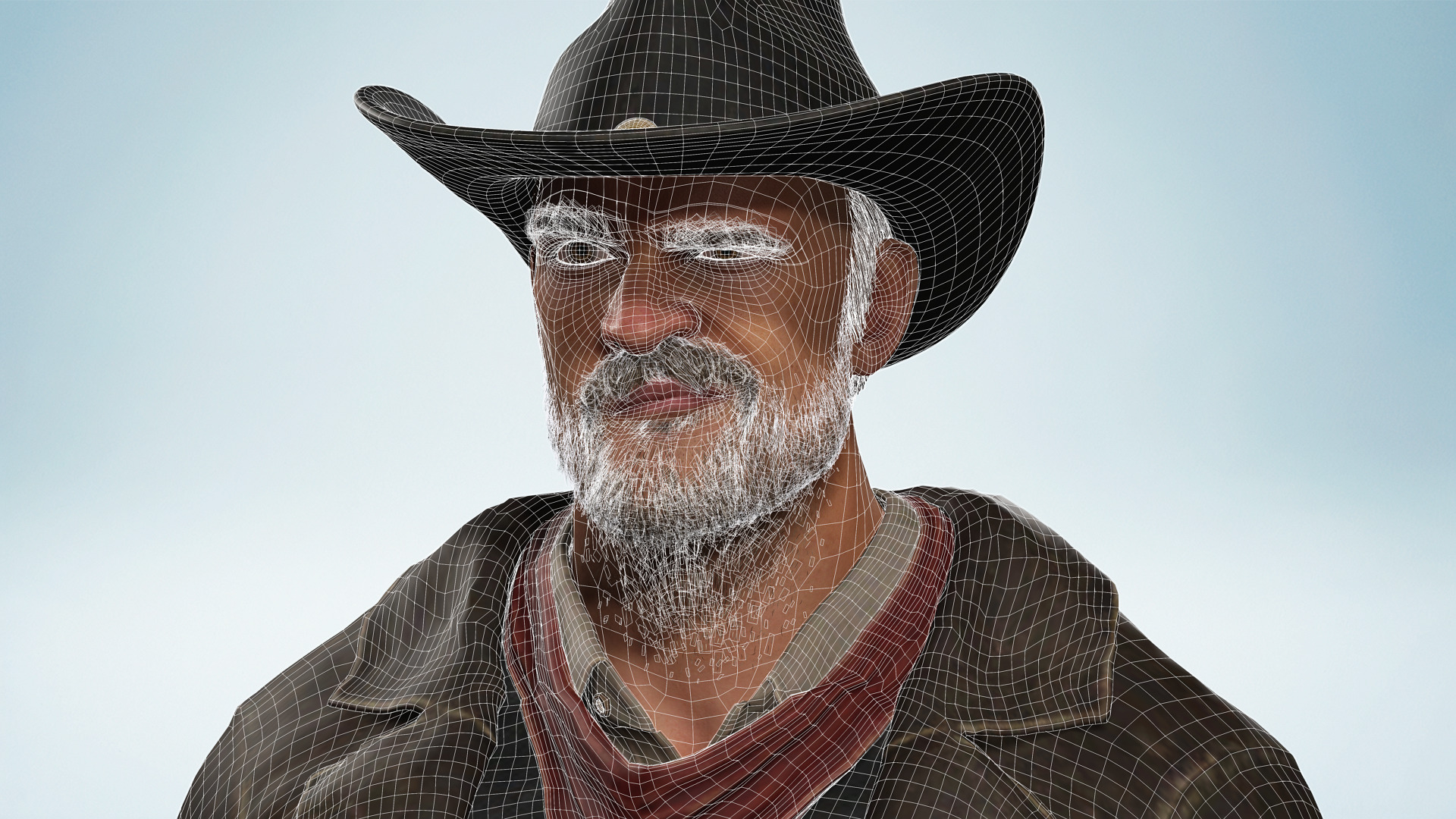Realistic Western Cowboy Fighter Character Wild West Gunslinger Low-poly 3D model_26