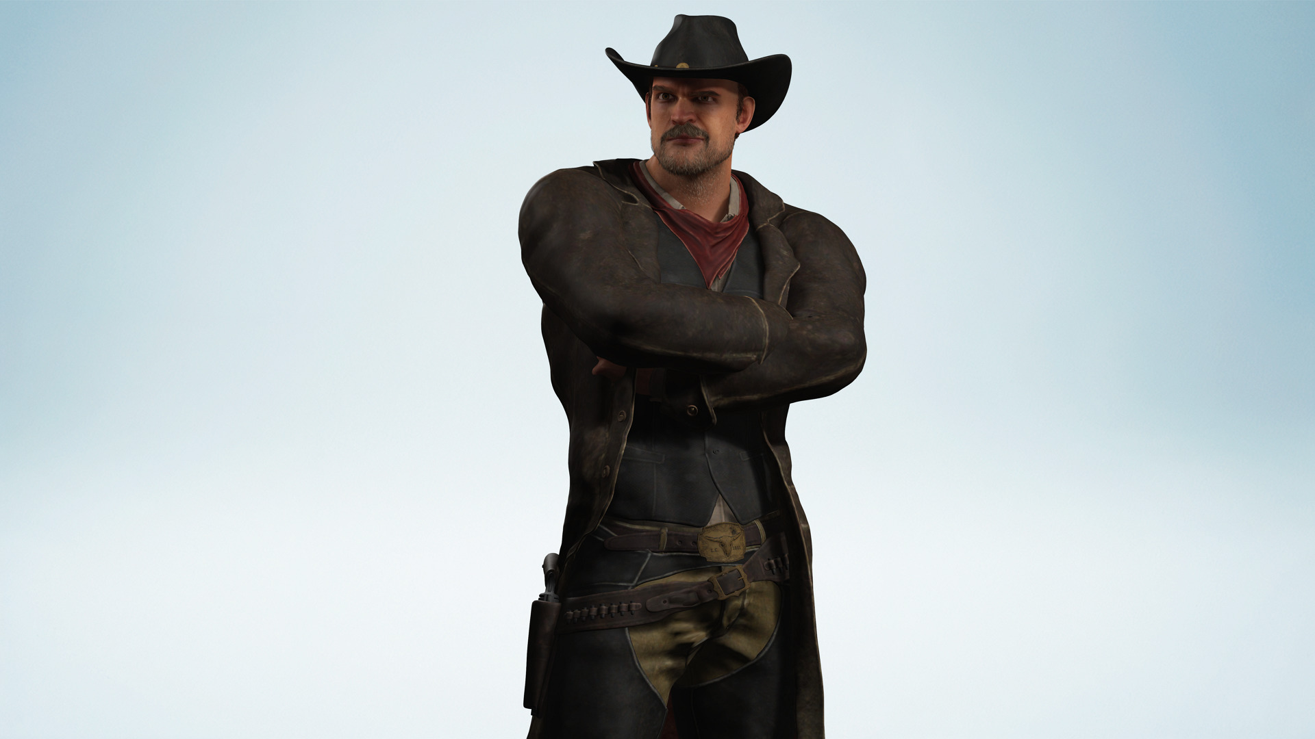 Realistic Western Cowboy Fighter Character Wild West Gunslinger Low-poly 3D model_2