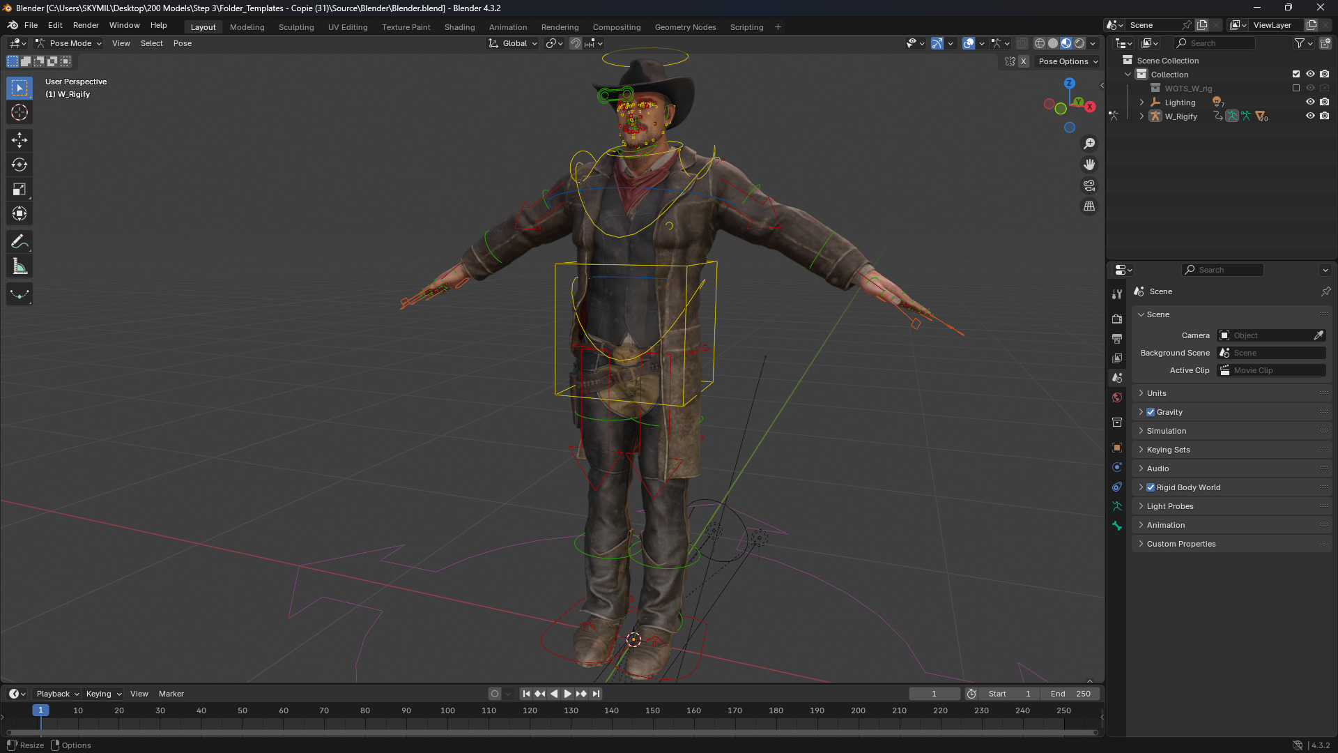 Realistic Western Cowboy Fighter Character Wild West Gunslinger Low-poly 3D model_14