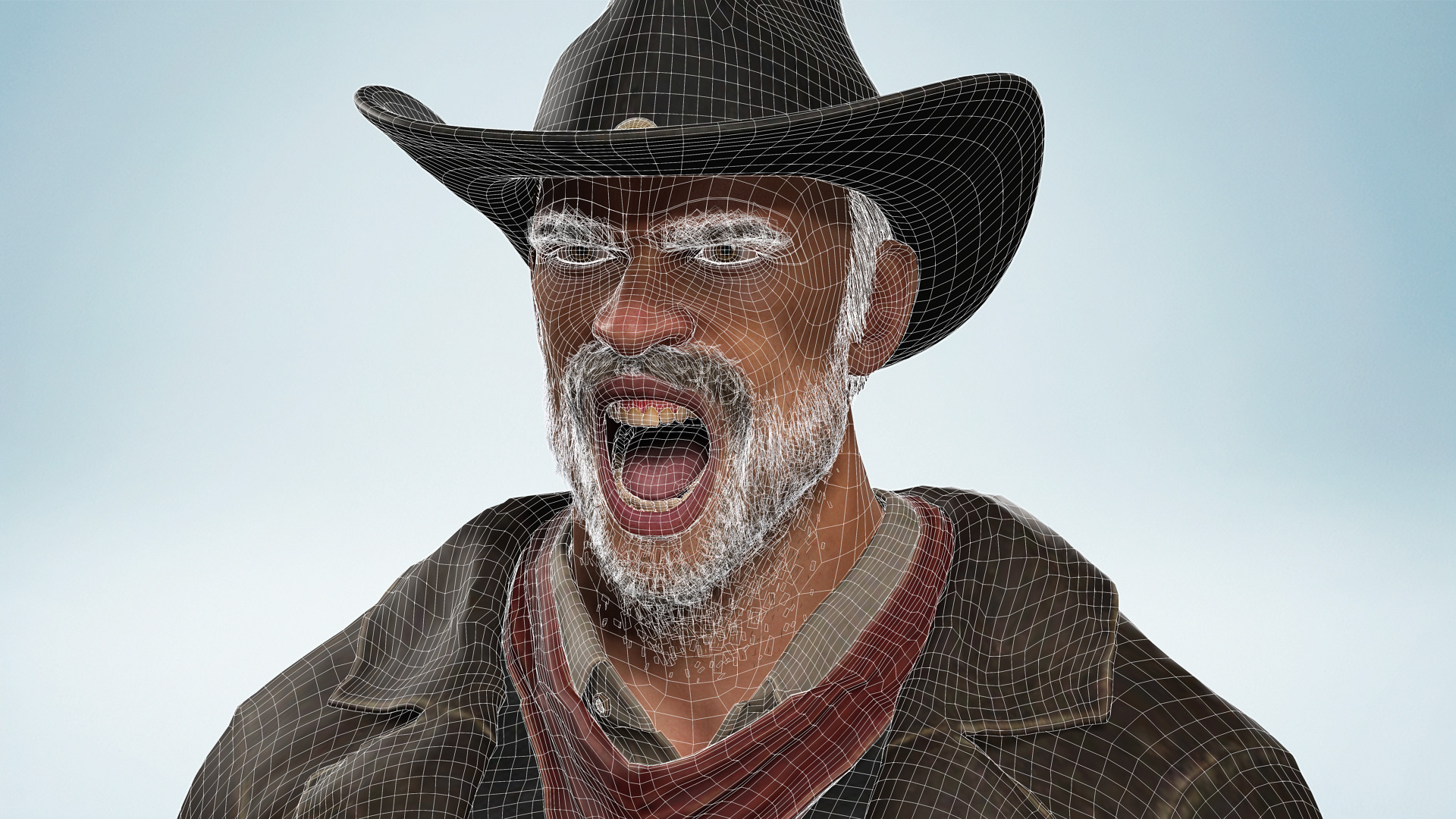 Realistic Western Cowboy Fighter Character Wild West Gunslinger Low-poly 3D model_27