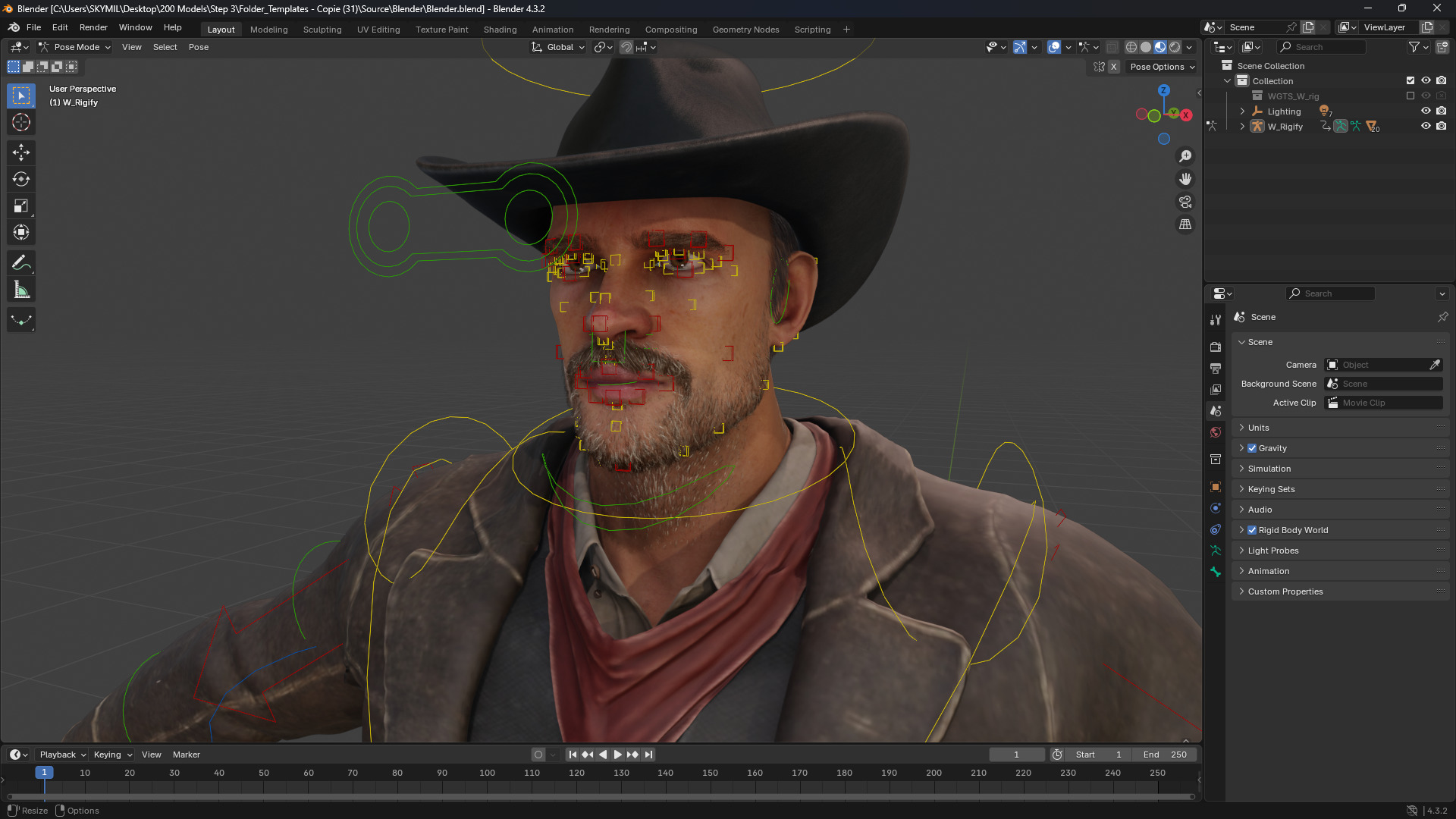 Realistic Western Cowboy Fighter Character Wild West Gunslinger Low-poly 3D model_13