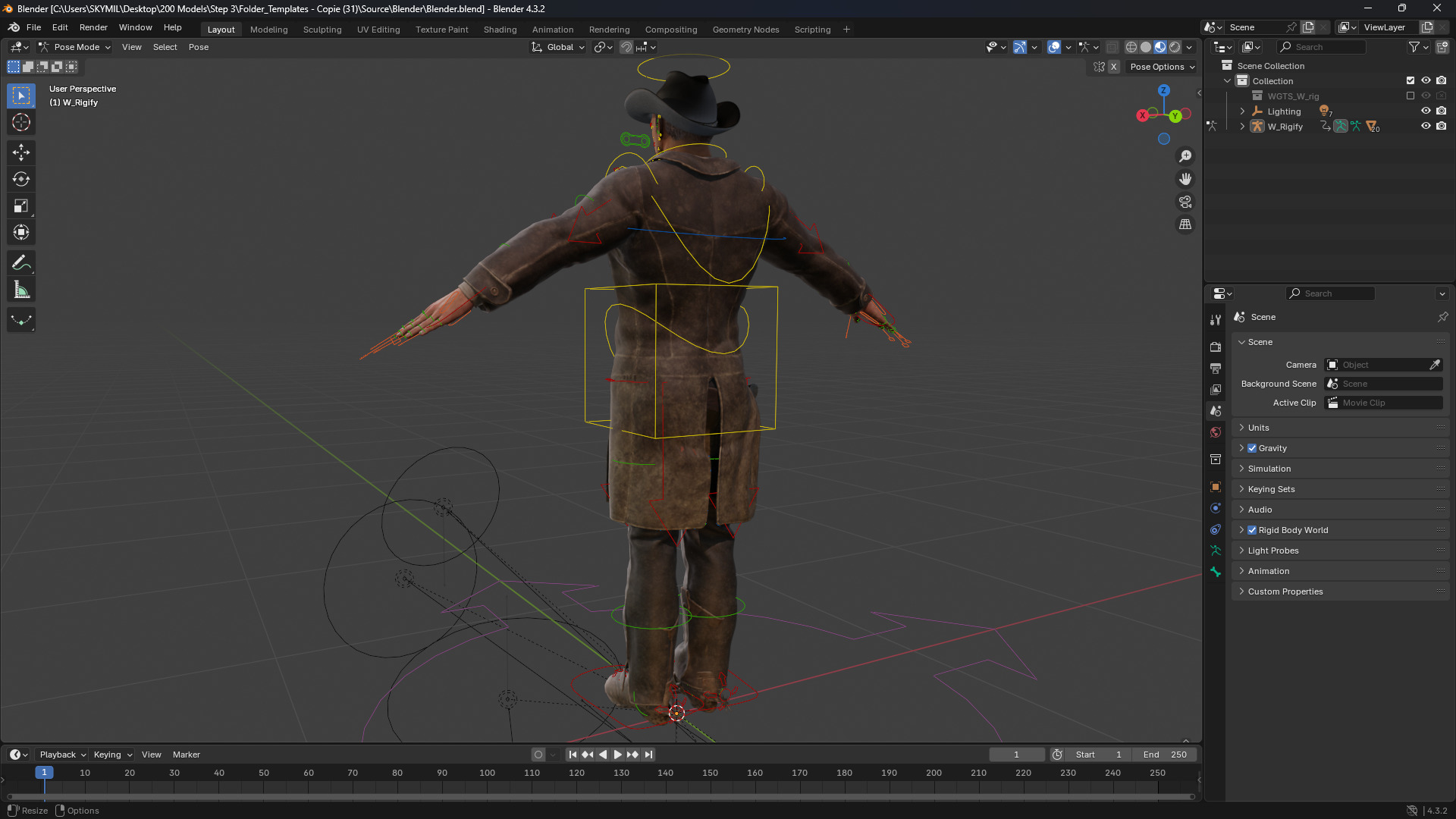 Realistic Western Cowboy Fighter Character Wild West Gunslinger Low-poly 3D model_15