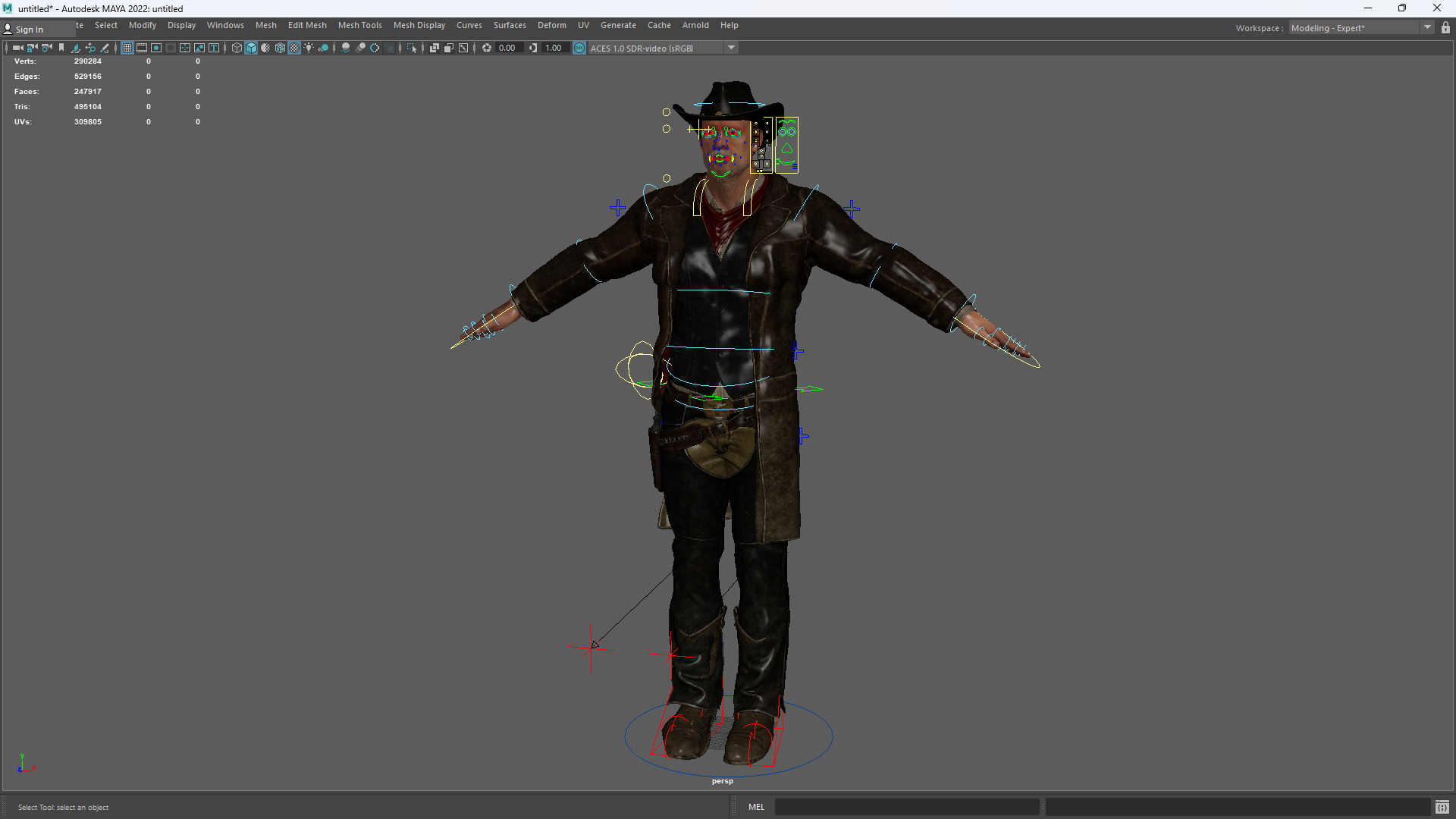 Realistic Western Cowboy Fighter Character Wild West Gunslinger Low-poly 3D model_18