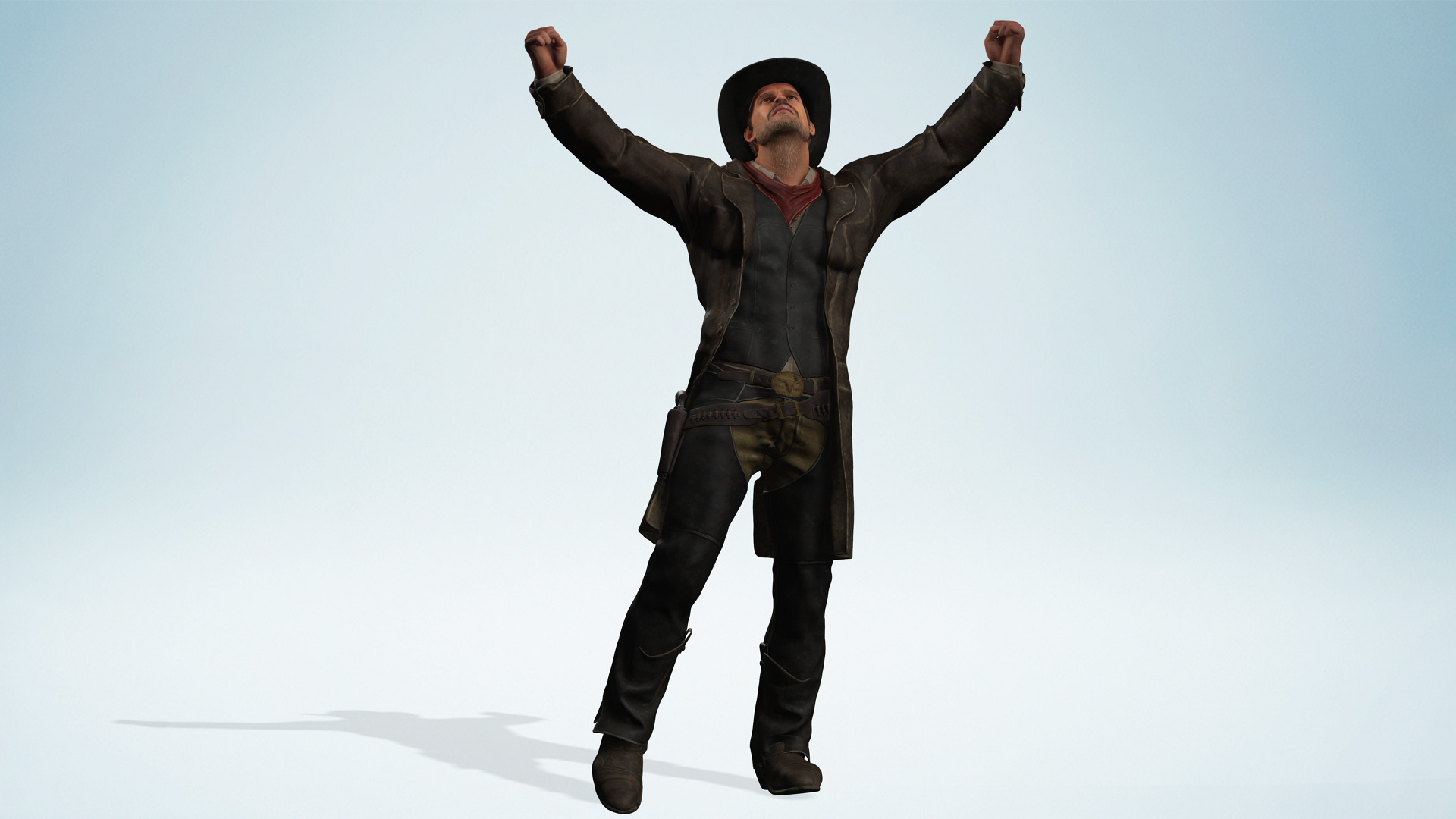 Realistic Western Cowboy Fighter Character Wild West Gunslinger Low-poly 3D model_6