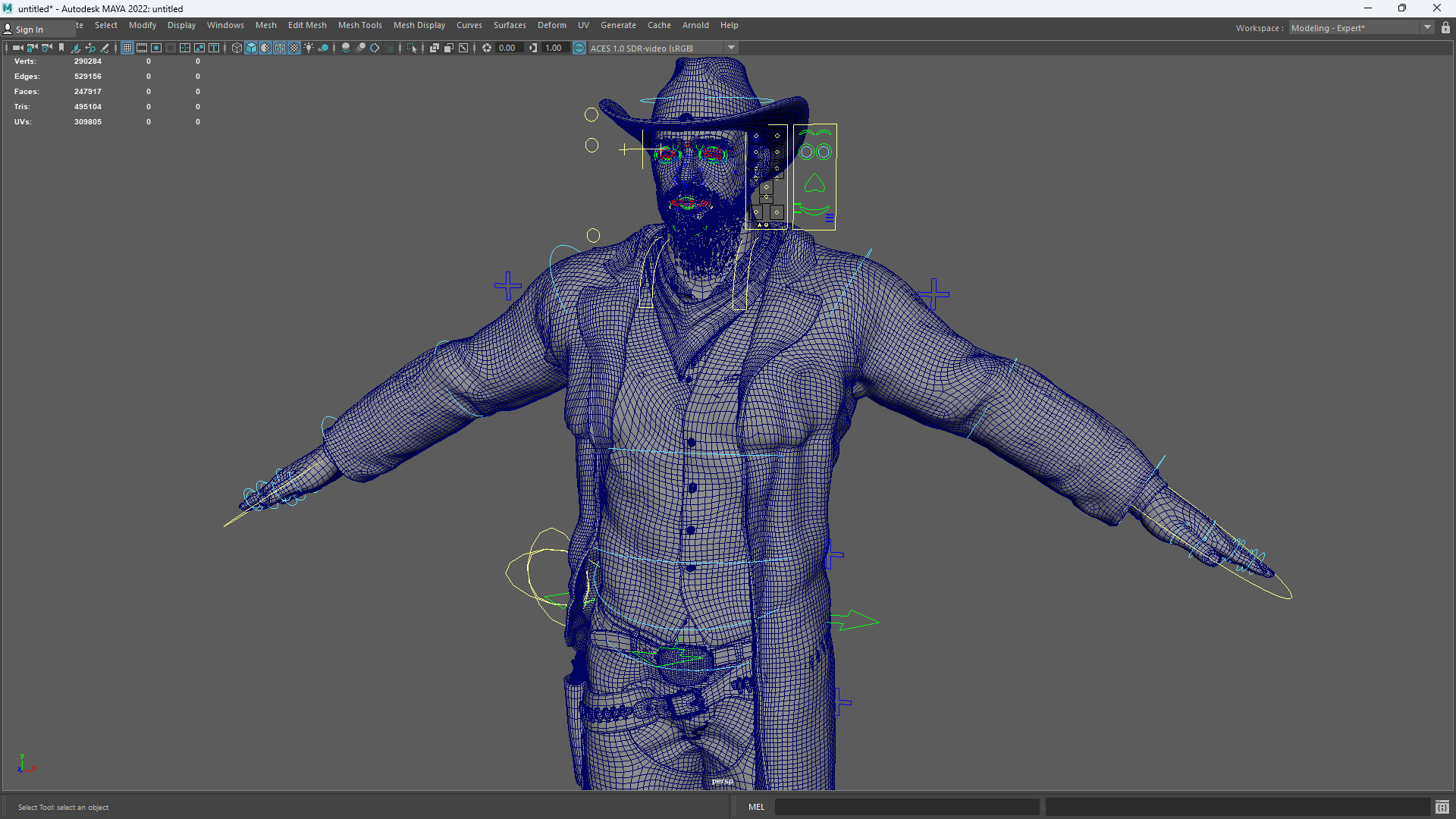 Realistic Western Cowboy Fighter Character Wild West Gunslinger Low-poly 3D model_19