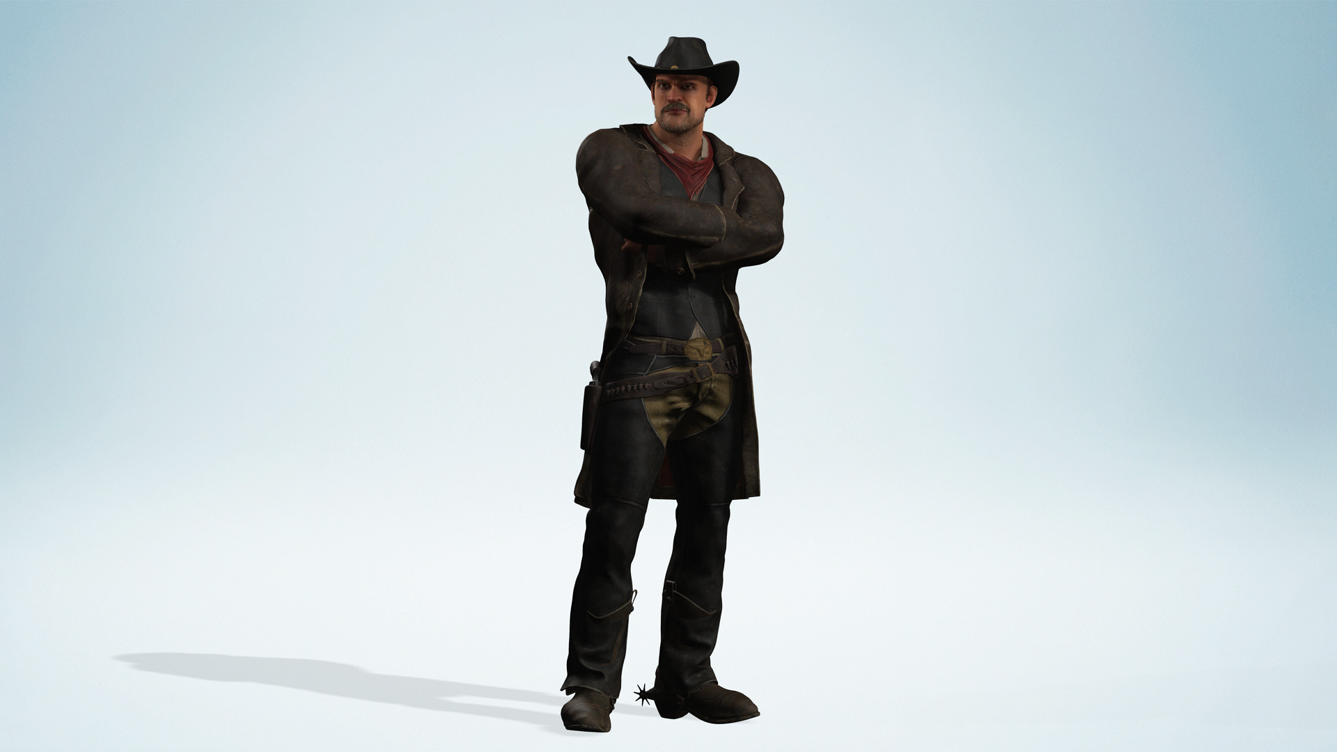 Realistic Western Cowboy Fighter Character Wild West Gunslinger Low-poly 3D model_5