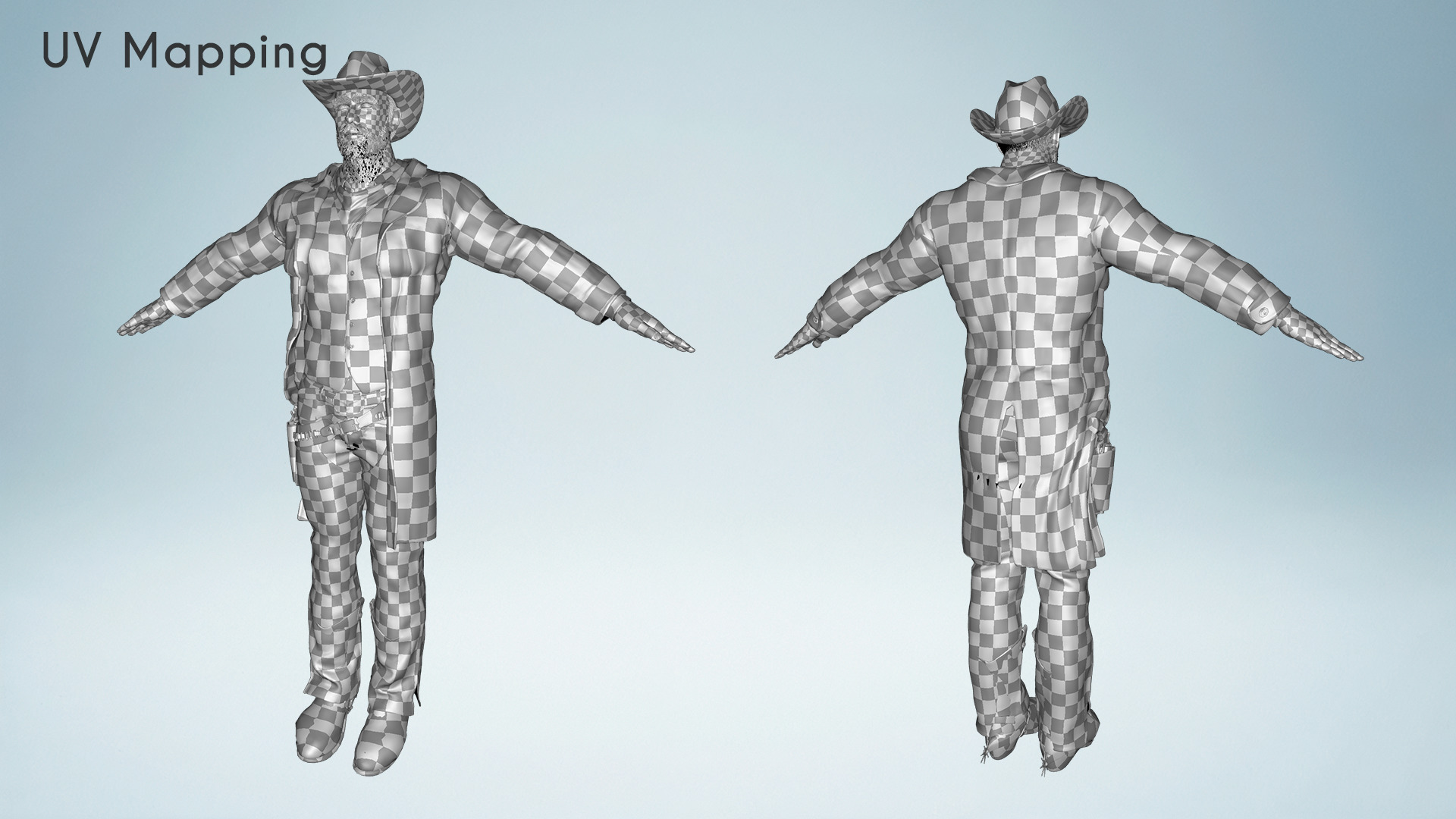 Realistic Western Cowboy Fighter Character Wild West Gunslinger Low-poly 3D model_24