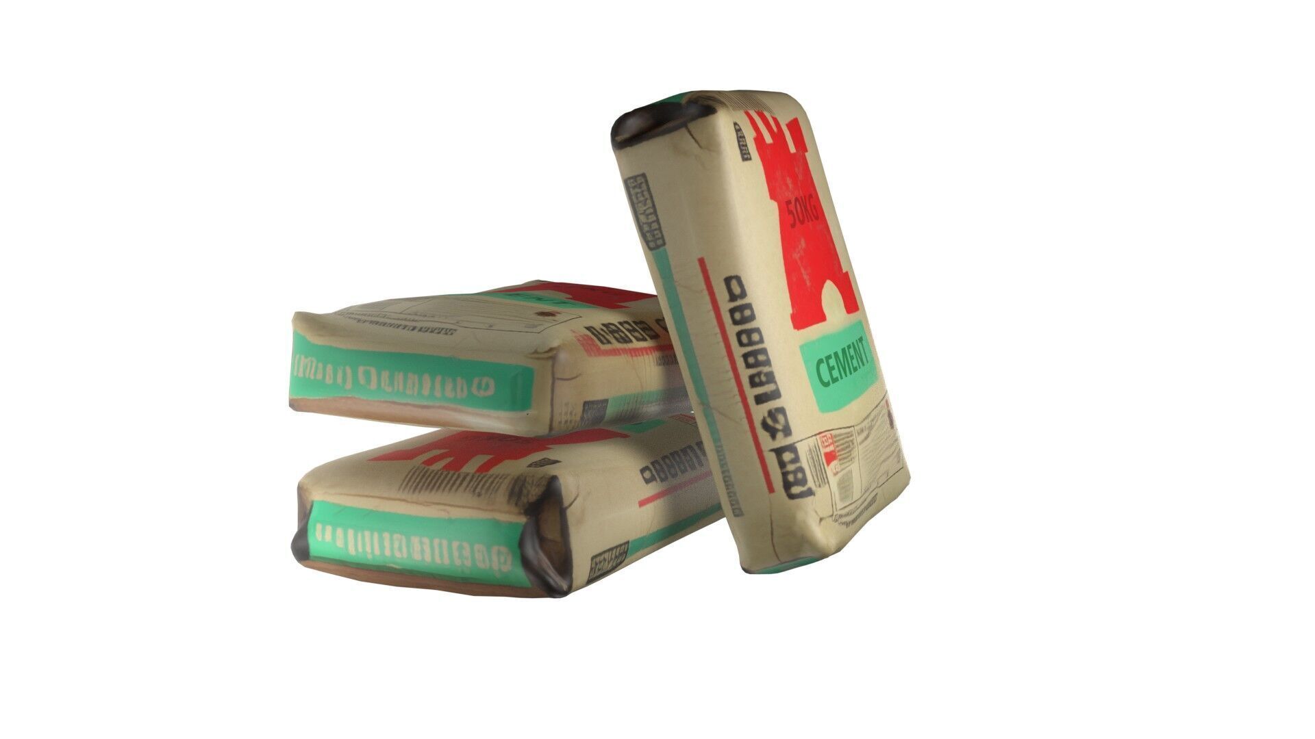 Cement sack Low-poly 3D model_5