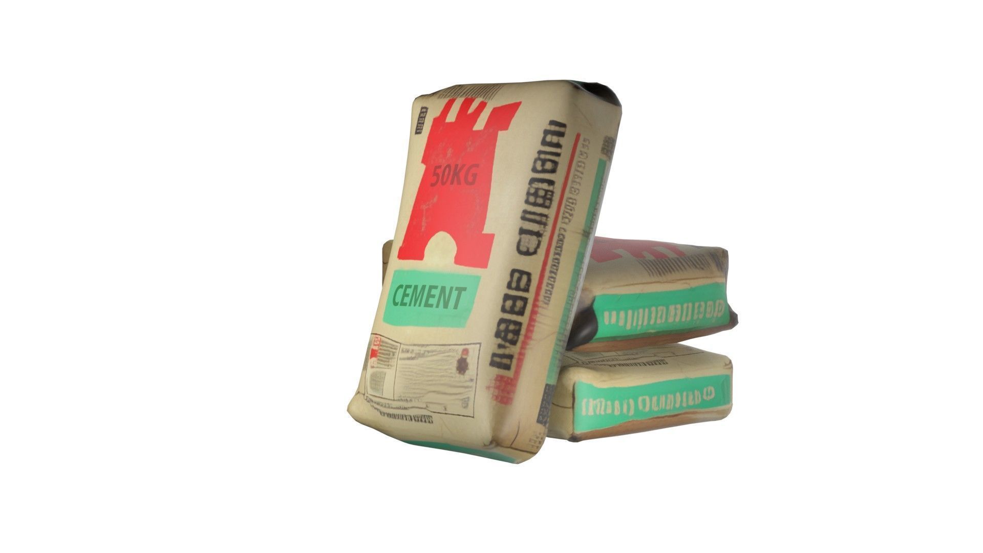 Cement sack Low-poly 3D model_2