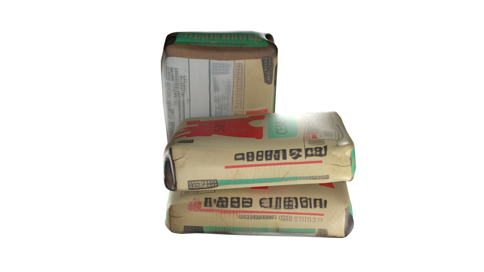 Cement sack Low-poly 3D model_4