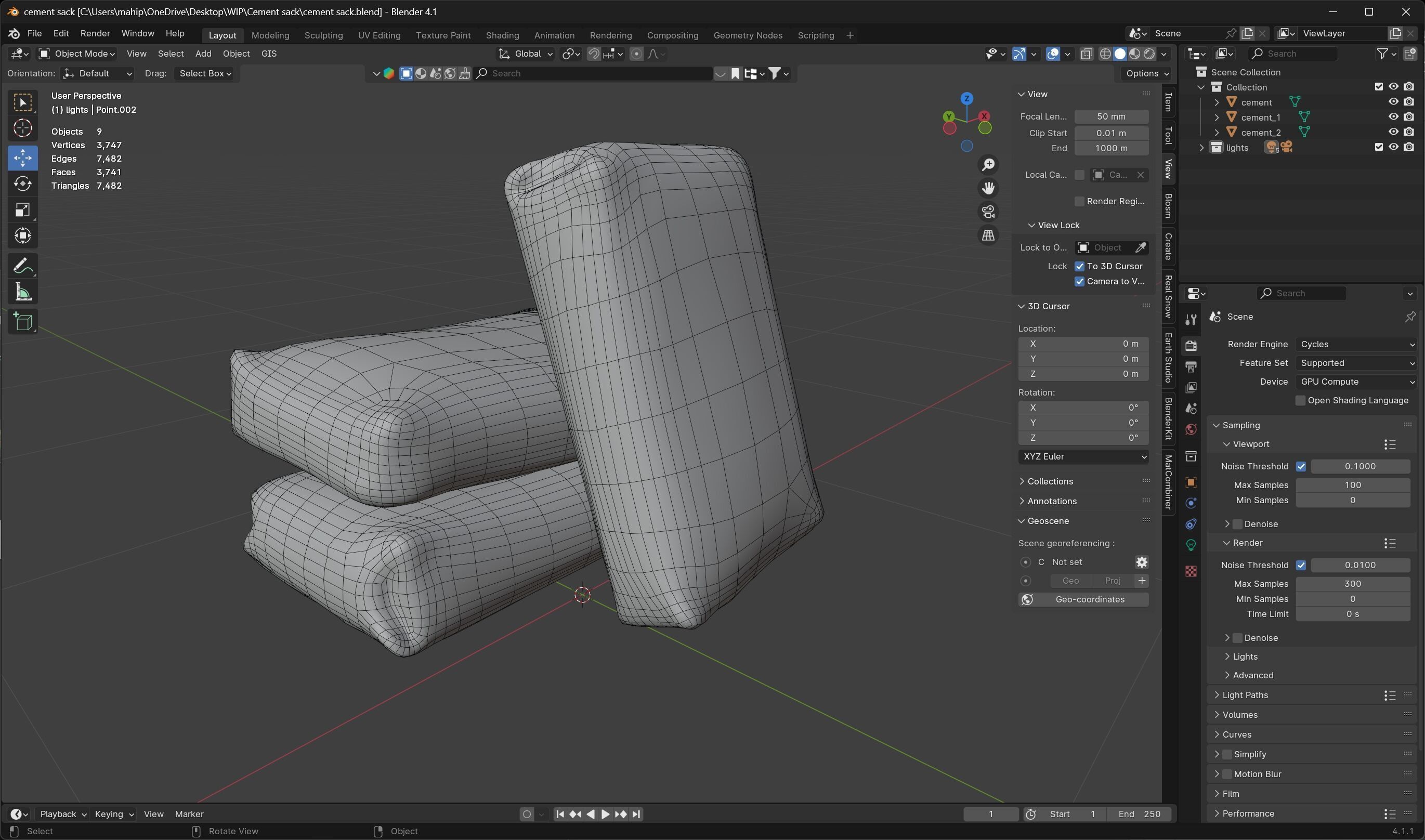Cement sack Low-poly 3D model_7